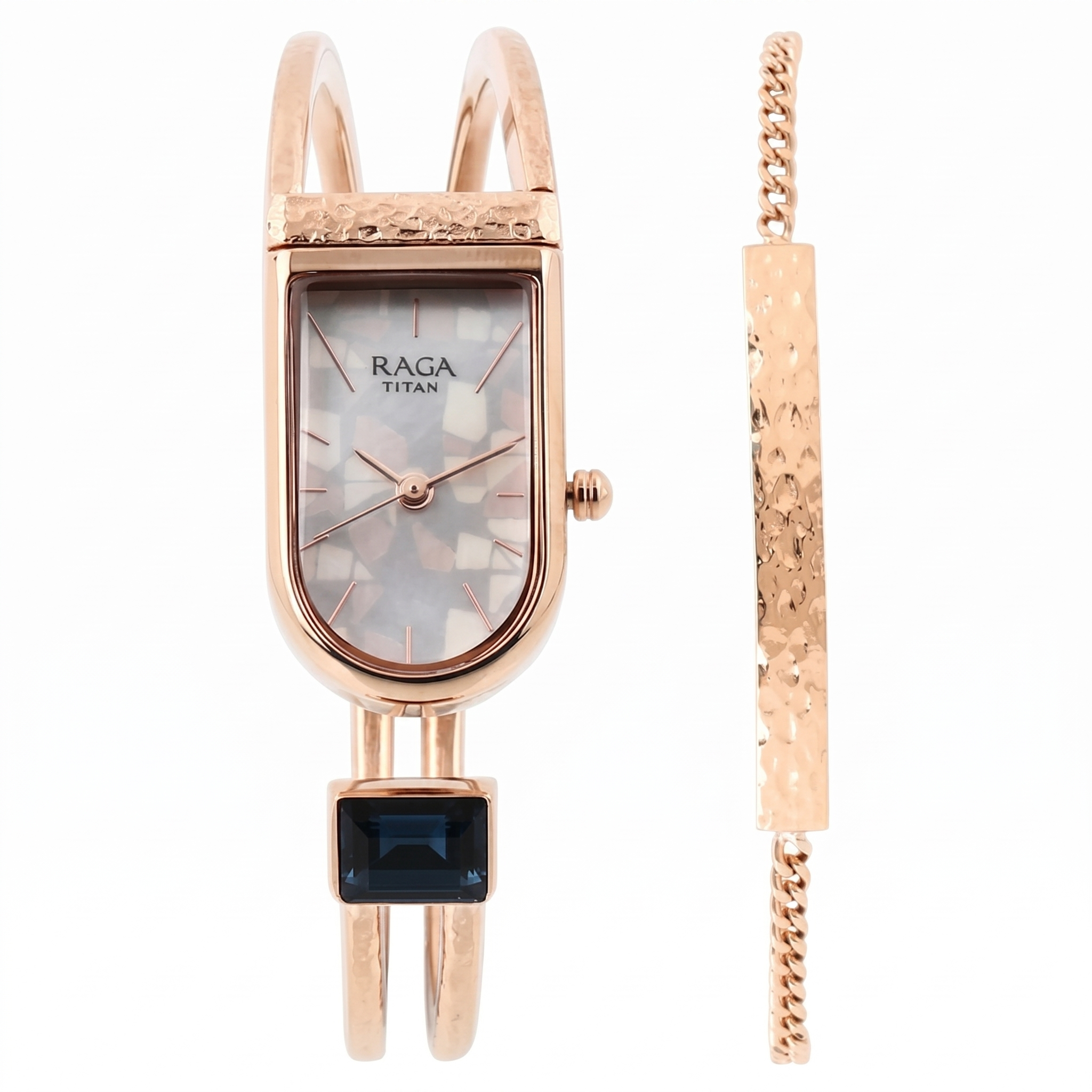 Titan 95063WM02F | Titan Raga Espana Mother of Pearl Analog Metal Strap watch for Women