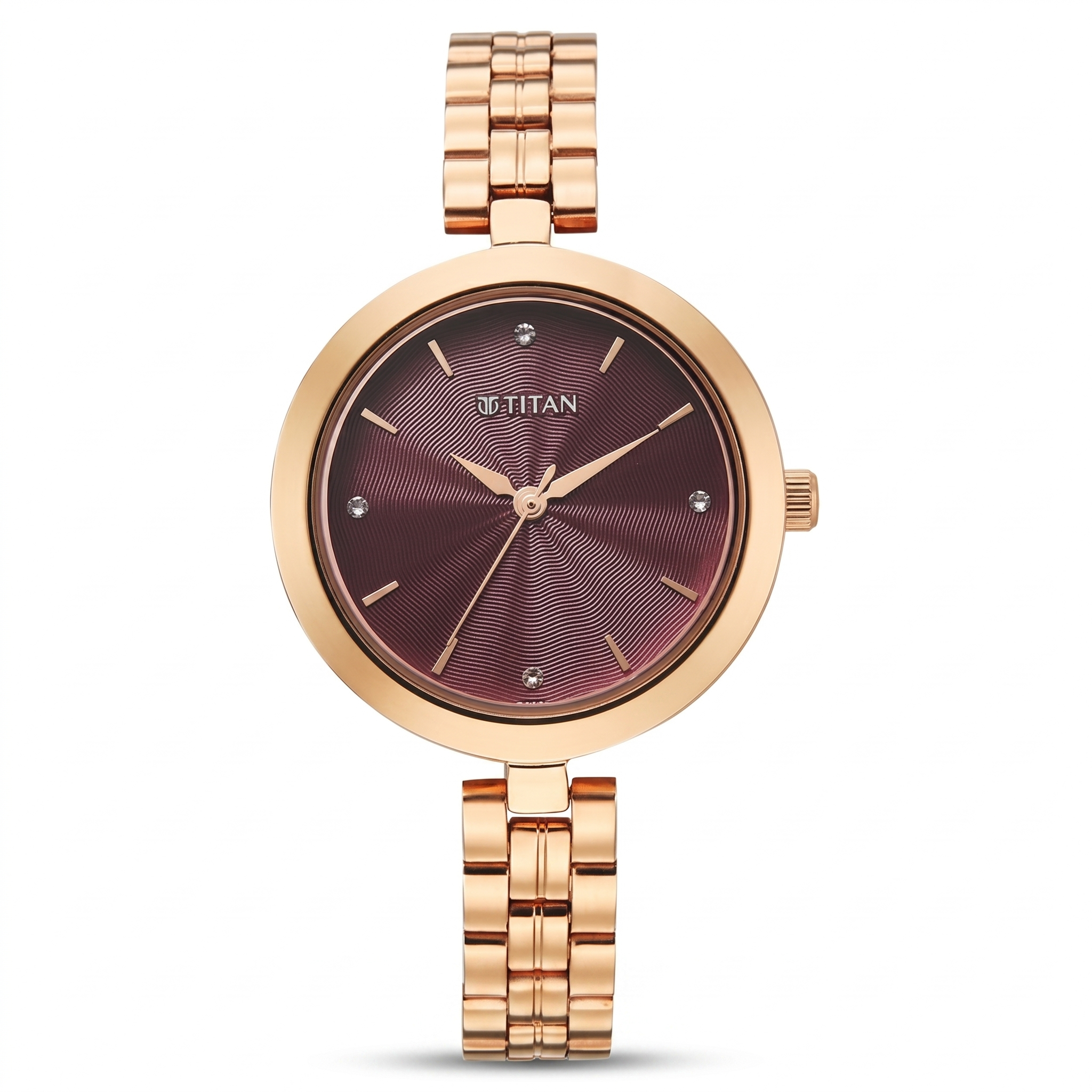 Titan 2969WM01 | Titan  Karishma Quartz Analog Pink Dial Rose Gold Stainless Steel Strap Watch For Women