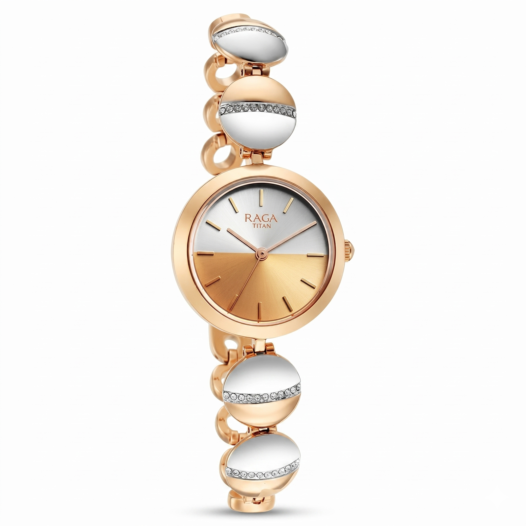 Titan 2606KM01 | Titan Raga Delight Two Toned Dial Analog Metal Strap Watch for Women