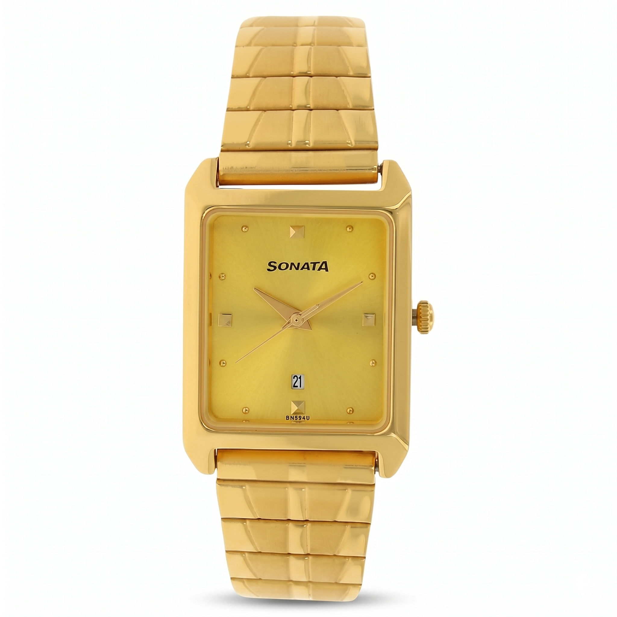 Sonata NN7007YM02 | Sonata Quartz Analog Champagne Dial Stainless Steel Strap Watch for Men