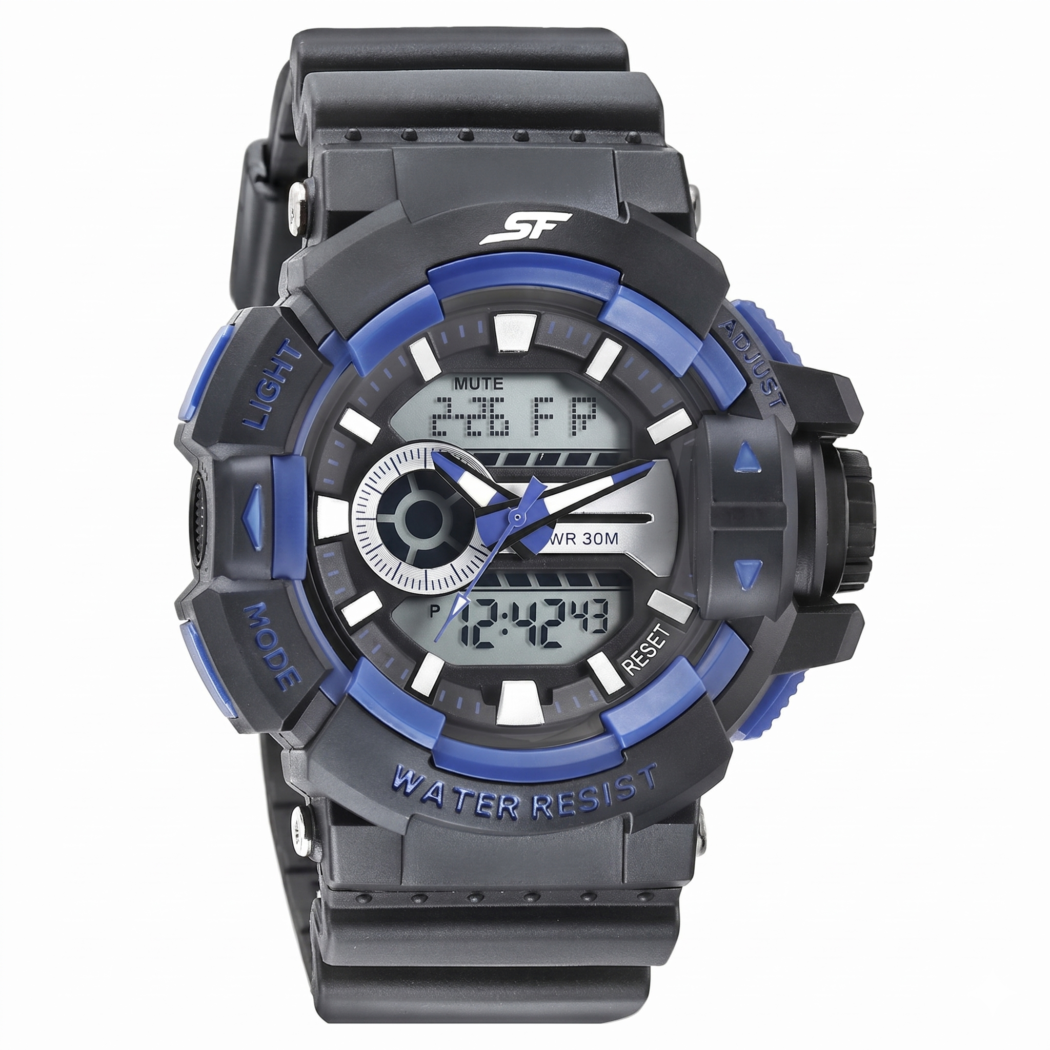 Sonata NS77118PP06W | SF Quartz Analog Digital Black Dial PU Strap Watch for Men