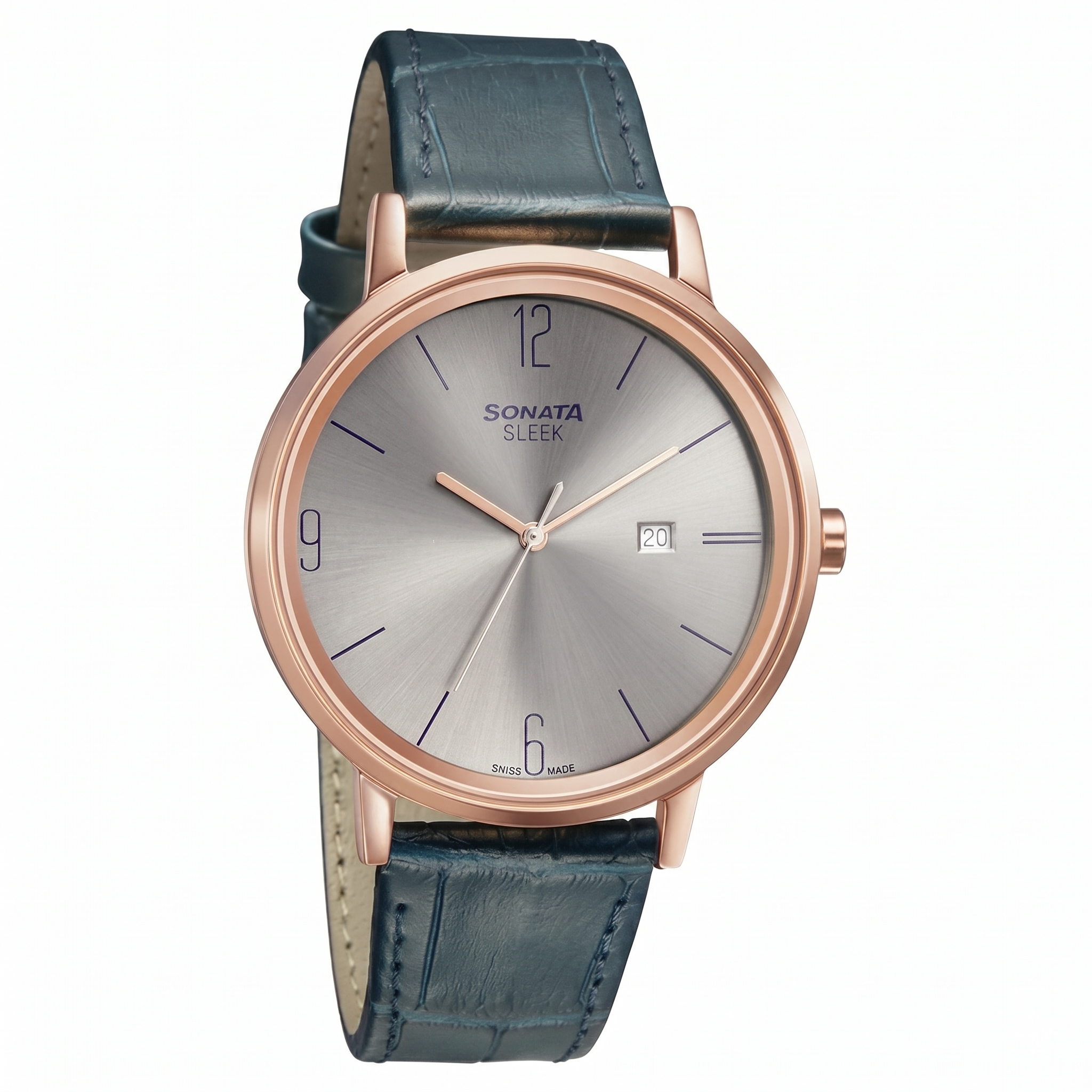 Sonata NN7131WL02 | Sonata Quartz Analog with Date Grey Dial Leather Strap Watch for Men