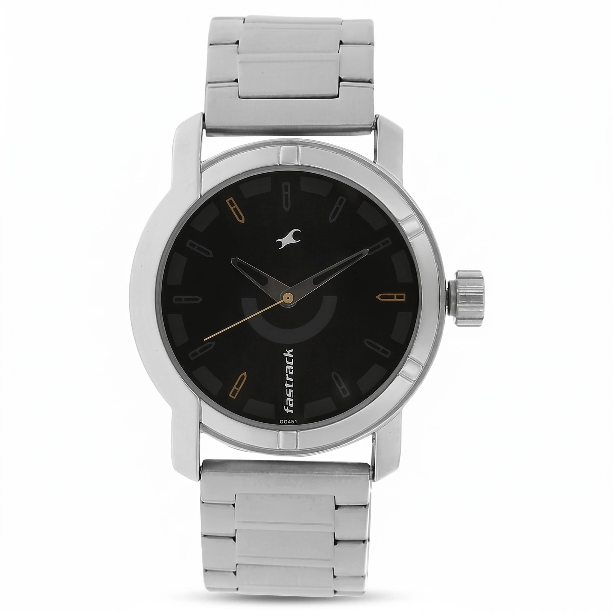 Fastrack 3021NM02 | Fastrack Quartz Analog Black Dial Metal Strap Watch for Guys