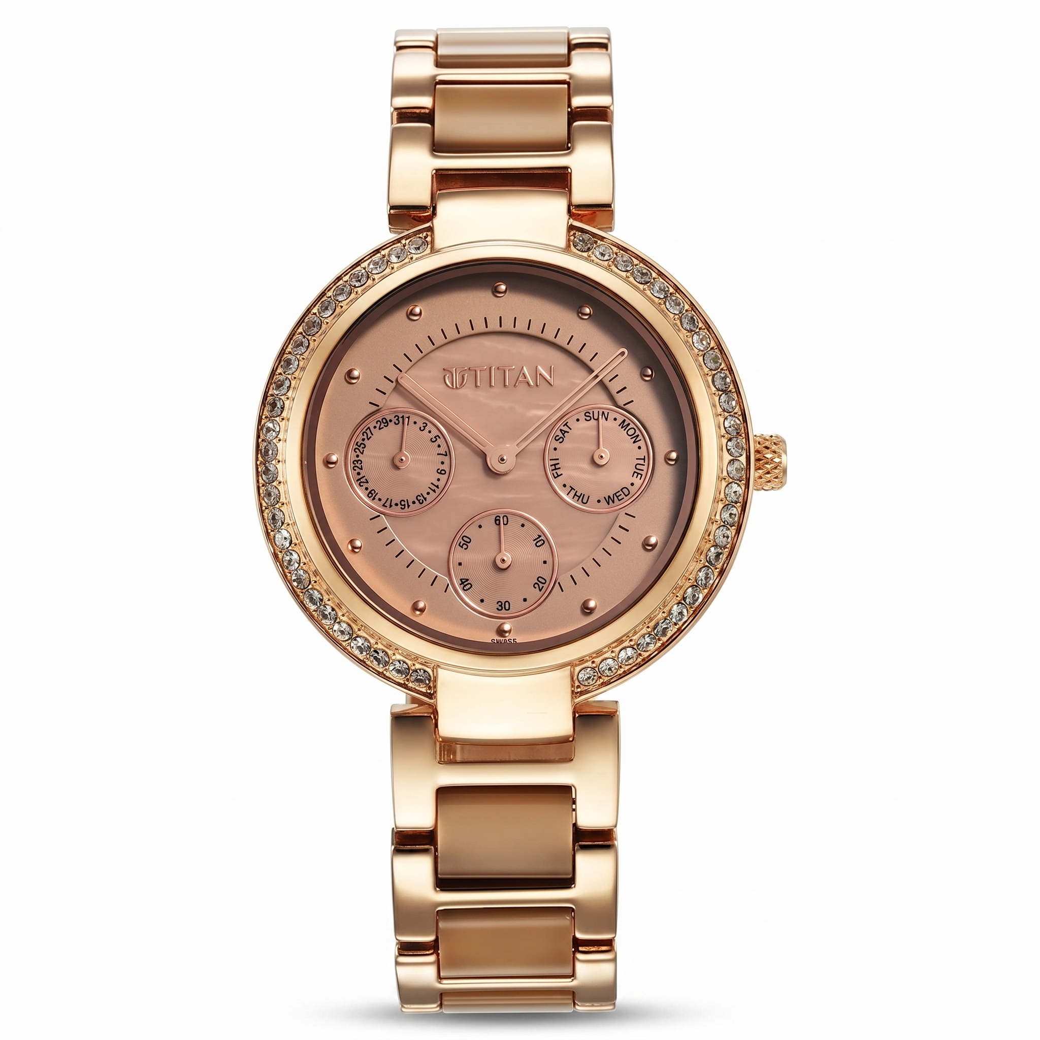 Titan 95187KD03 | Titan Acetate Mother Of Pearl Quartz Multifunction Hybrid Strap Watch for Women