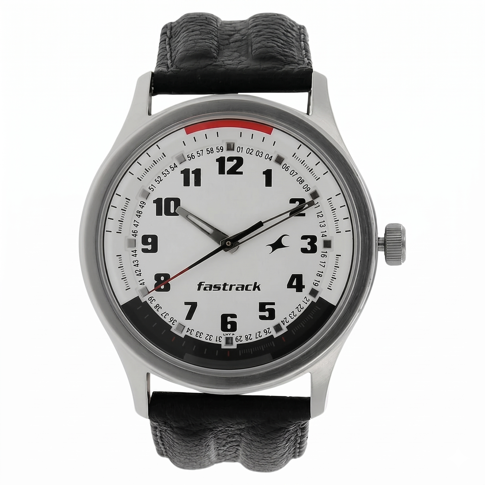 Fastrack 3001SL01 | Fastrack Quartz Analog Silver Dial Leather Strap Watch for Guys