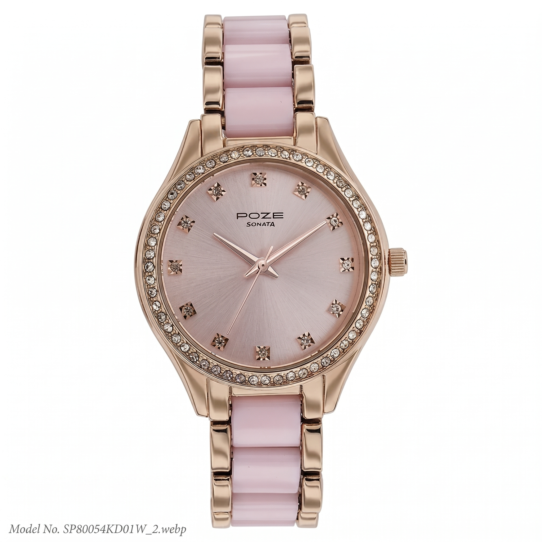 Sonata SP80054KD01 | Sonata Poze Quartz Analog Pink Dial Metal & Plastic Strap Watch for Women