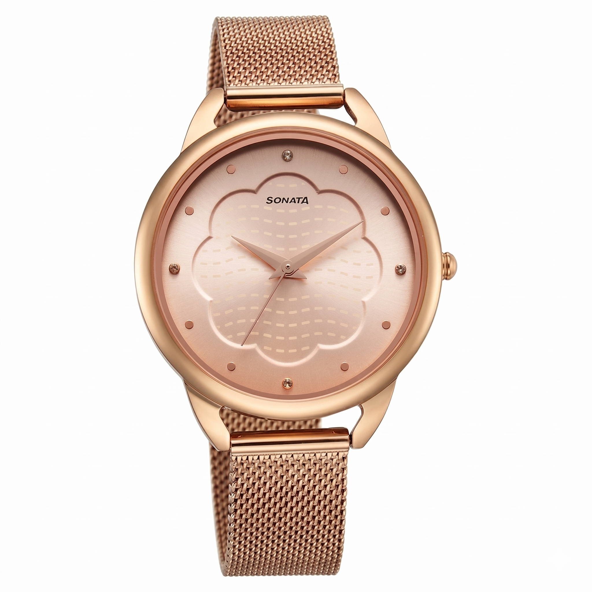 Sonata 87051WM02 | Sonata Wedding Quartz Analog Rose Gold Dial Stainless Steel Strap Watch for Women