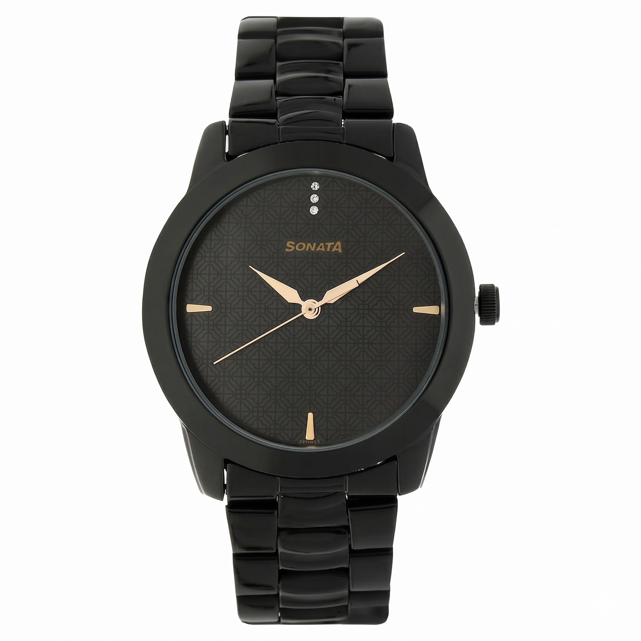 Sonata NS7924NM01 | Sonata Quartz Analog Black Dial Metal Strap Watch for Men