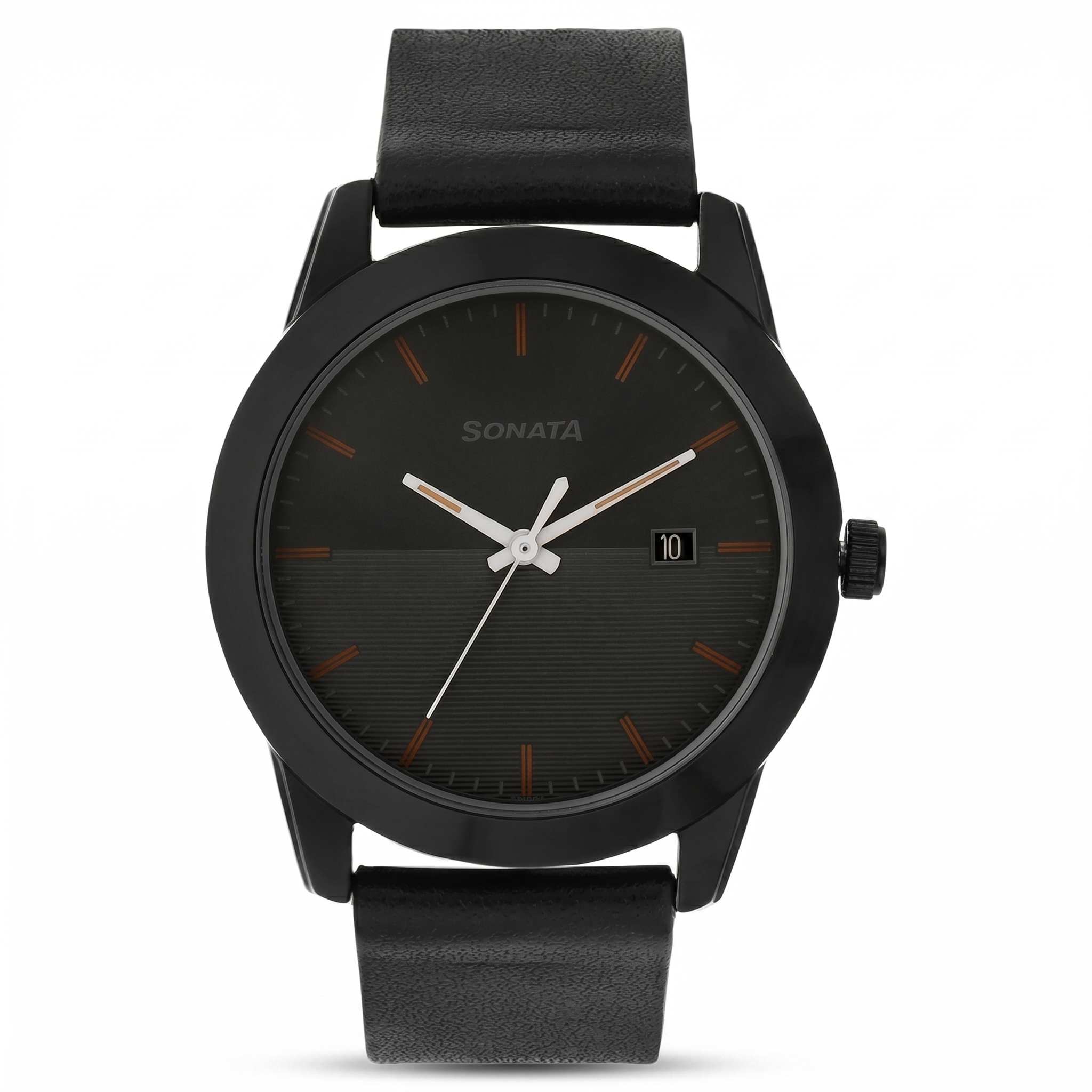 Sonata NP7924NL02 | Sonata Quartz Analog with Date Anthracite Dial Leather Strap Watch for Men
