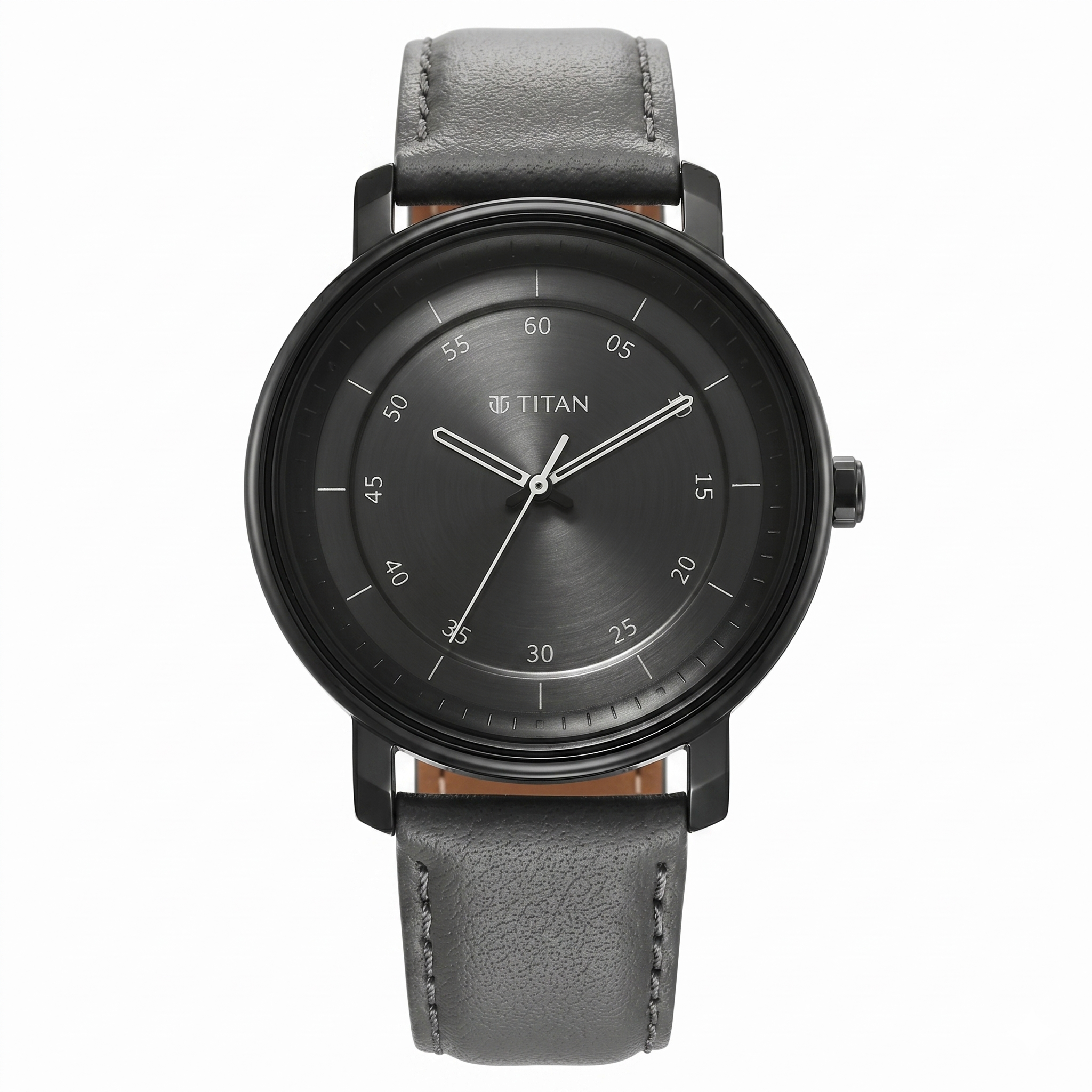 Titan 1884NL01 | Titan Workwear Quartz Analog Anthracite Dial Leather Strap Watch for Men