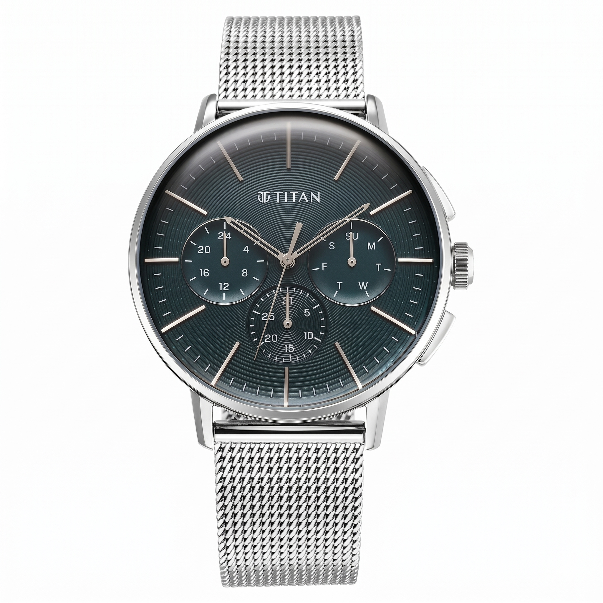 Titan 90200SM01 | Titan Light leathers Multifunction Anthracite Dial Stainless Steel Strap Watch For Men