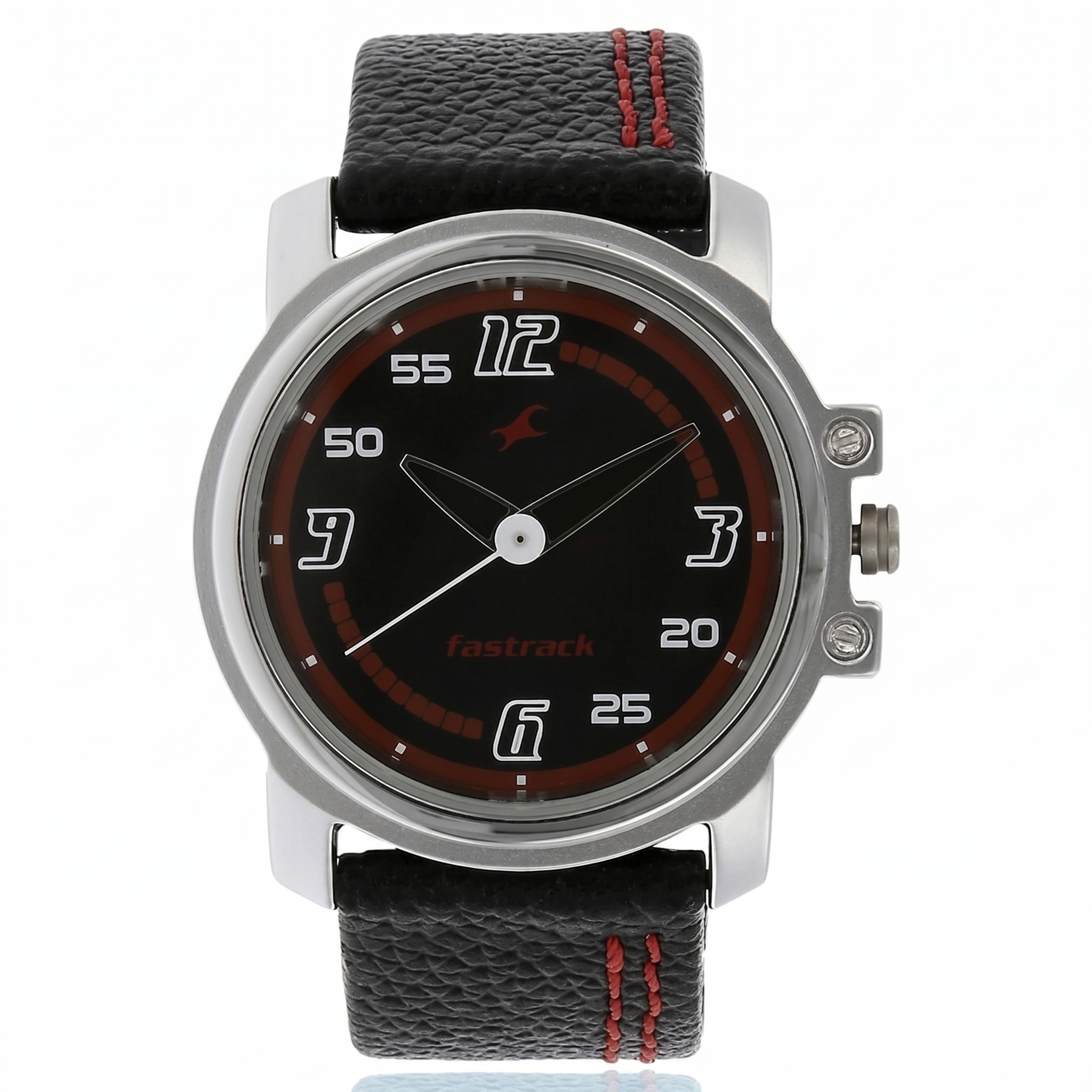 Fastrack NK3039SL06 | Fastrack Quartz Analog Black Dial Leather Strap Watch for Guys
