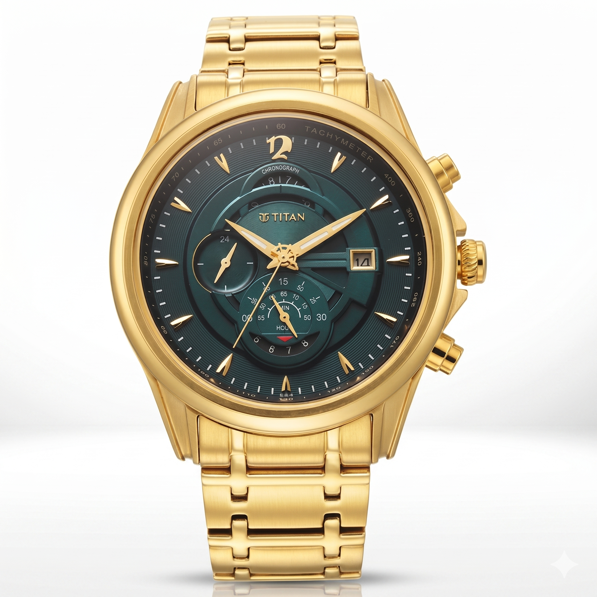 Titan 1830YM02 | Titan Regalia Premium Green Chrono Stainless Steel Strap watch for Men