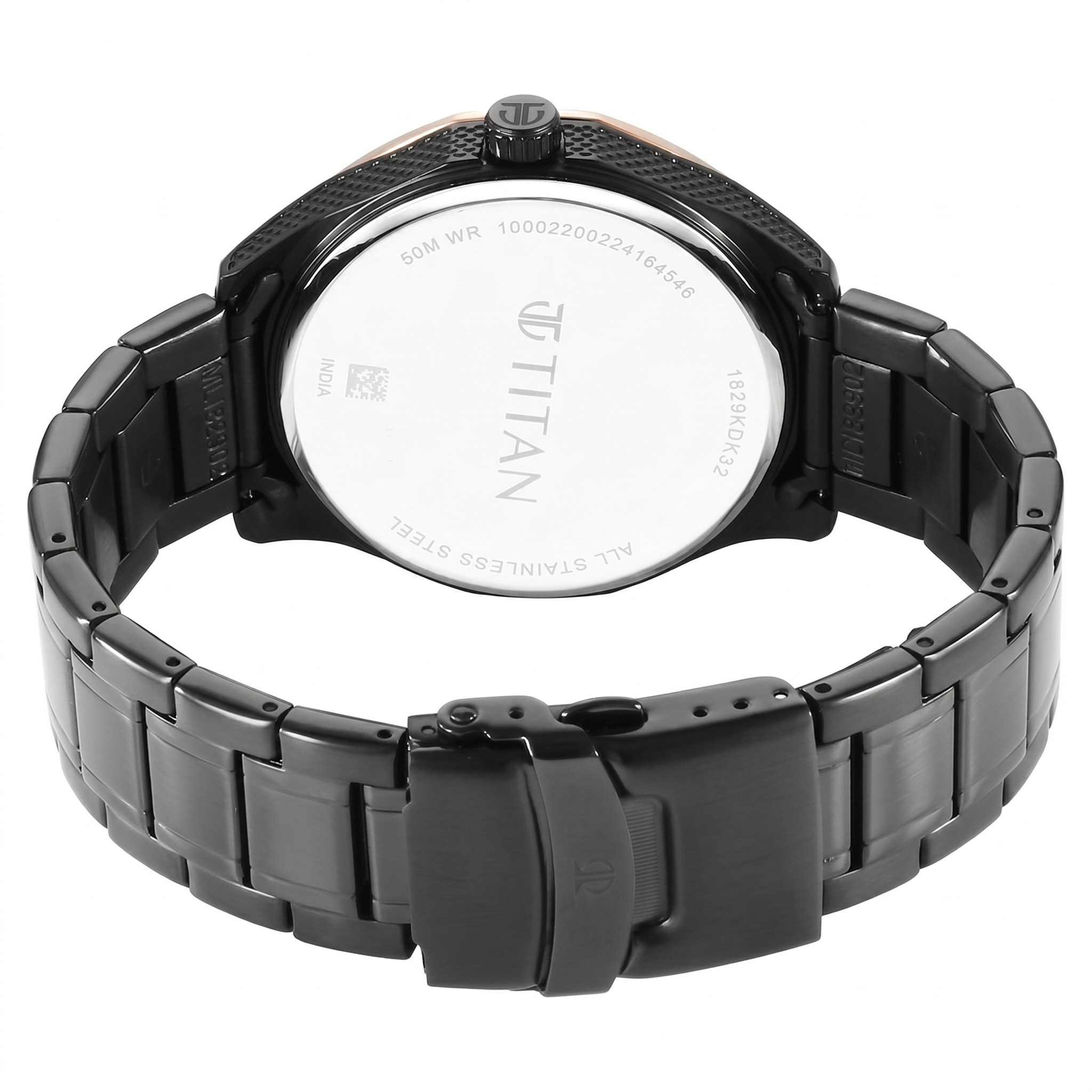 TItan 1829KM04 | Titan Regalia Opulent Quartz Analog with Date Black Dial Black Stainless Steel Strap Watch for Men