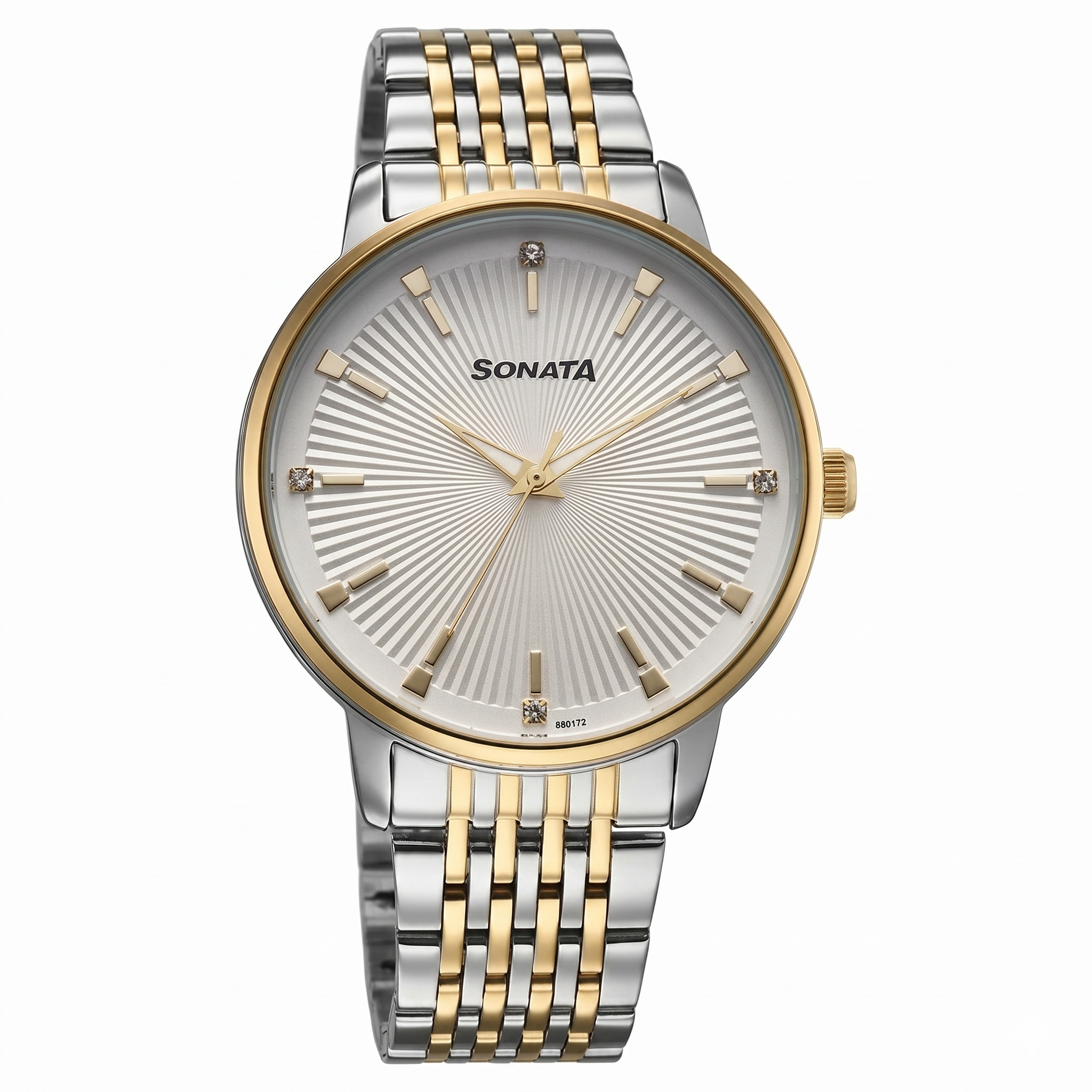 Sonata 77156BM01 | Sonata Eternia Quartz Analog White Dial Metal Strap Watch For Men
