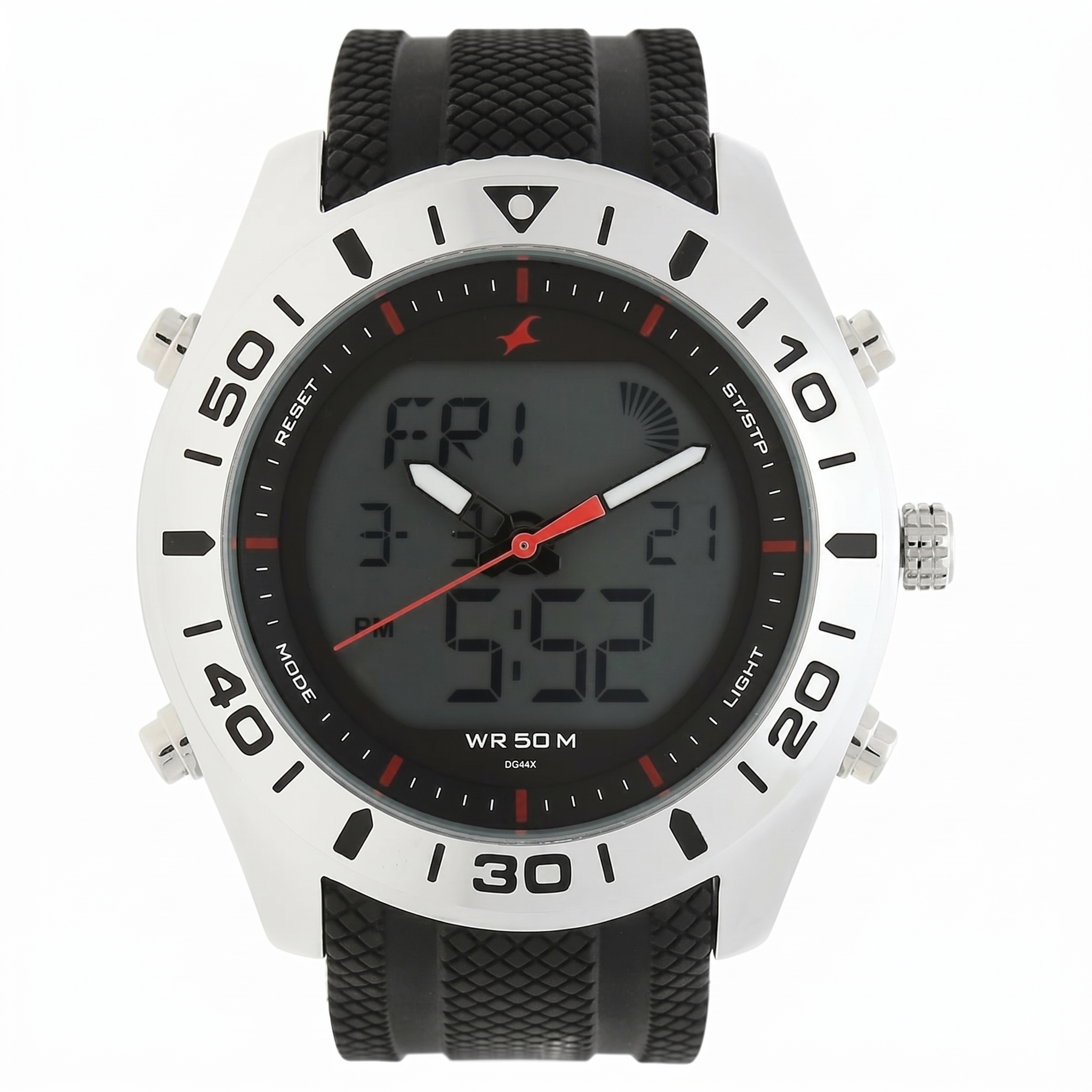 Fastrack NK38034SP03 | Fastrack Quartz Analog Digital Grey Dial Silicone Strap Watch for Guys