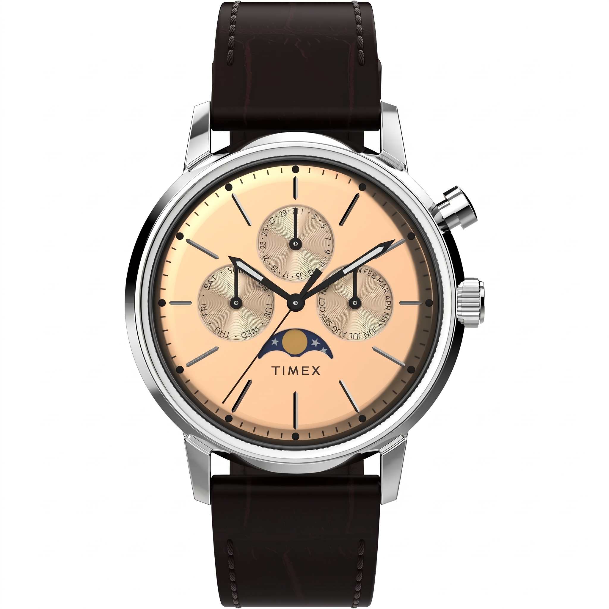 Timex TWEG26801 | Timex Marlin Rose Gold-Tone Round Dial Analog Moon Phase Men's Watch