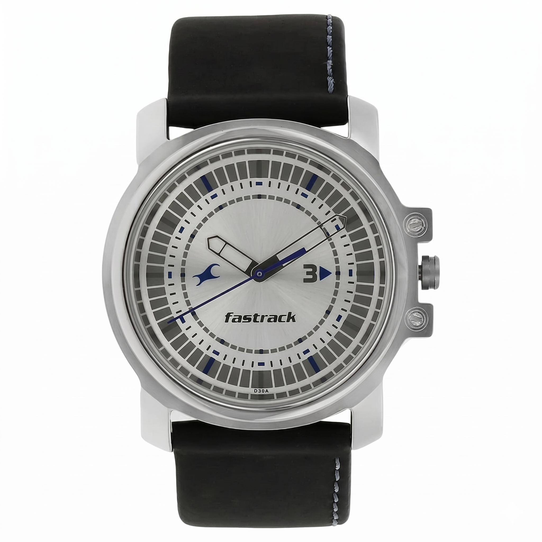 Fastrack NK3039SL01 | Fastrack Quartz Analog Silver Dial Leather Strap Watch for Guys