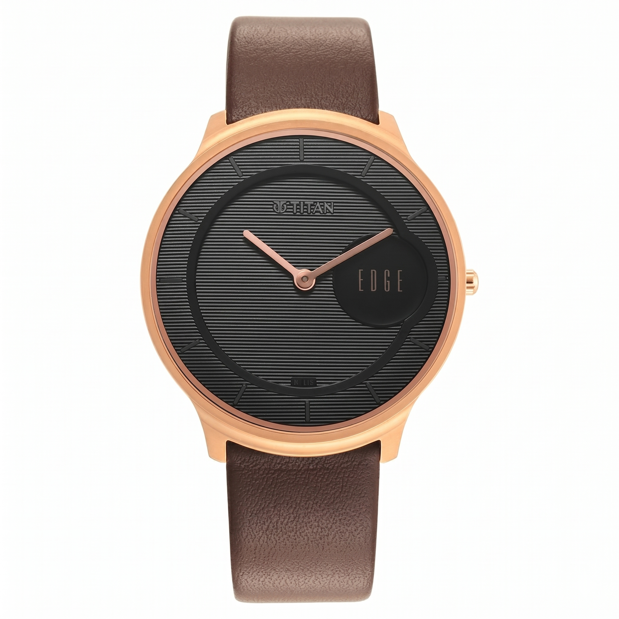 Titan 1843WL03 | Titan Edge Slim Leather Strap Black Dial Analog Watch for Women