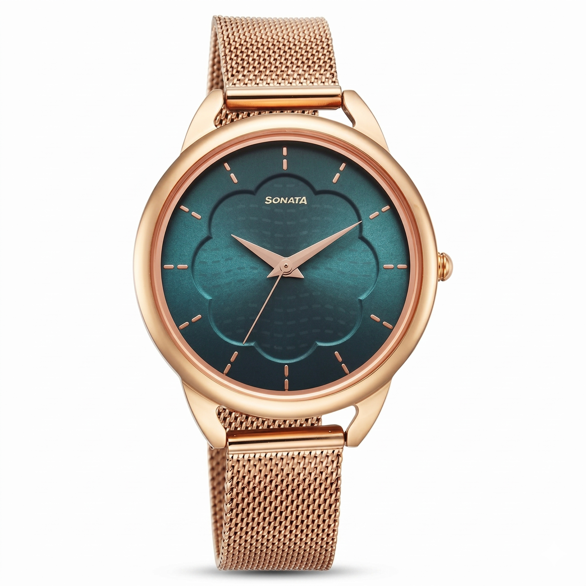 Sonata NS87051WM01 | Sonata Wedding Quartz Analog Green Dial Stainless Steel Strap Watch for Women