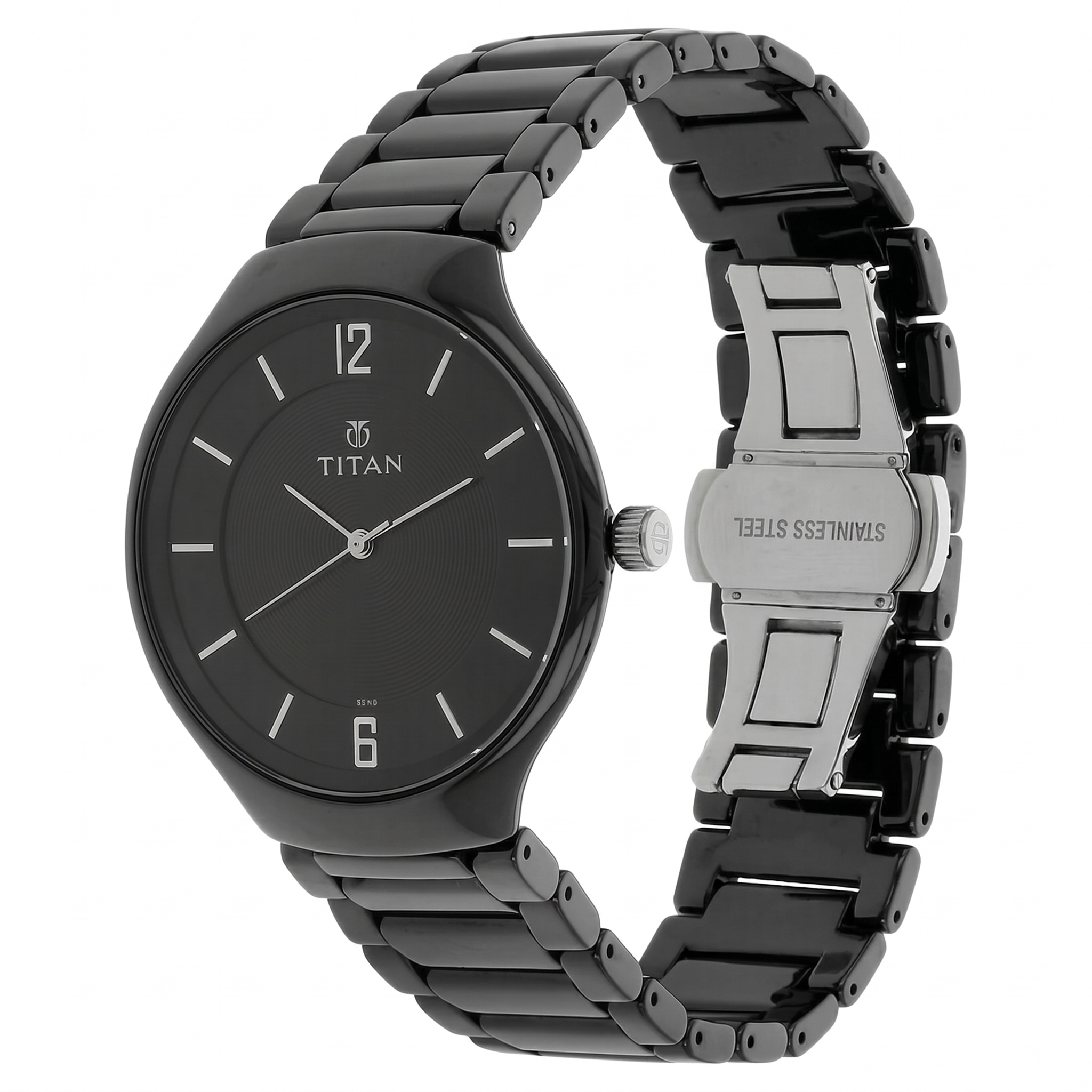 Titan 90014KC01 | Titan Black Dial Analog Ceramic Strap Ceramic Strap Watch for Men