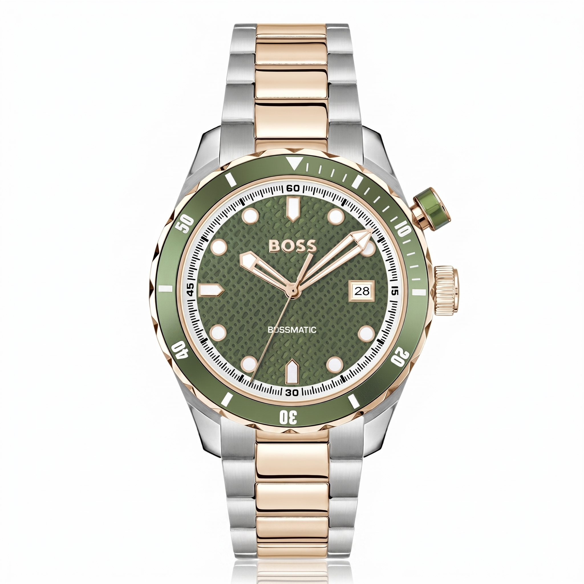 Boss 1514181 | Bossmatic Men Automatic Green Dial Analog Stainless Steel Watch.