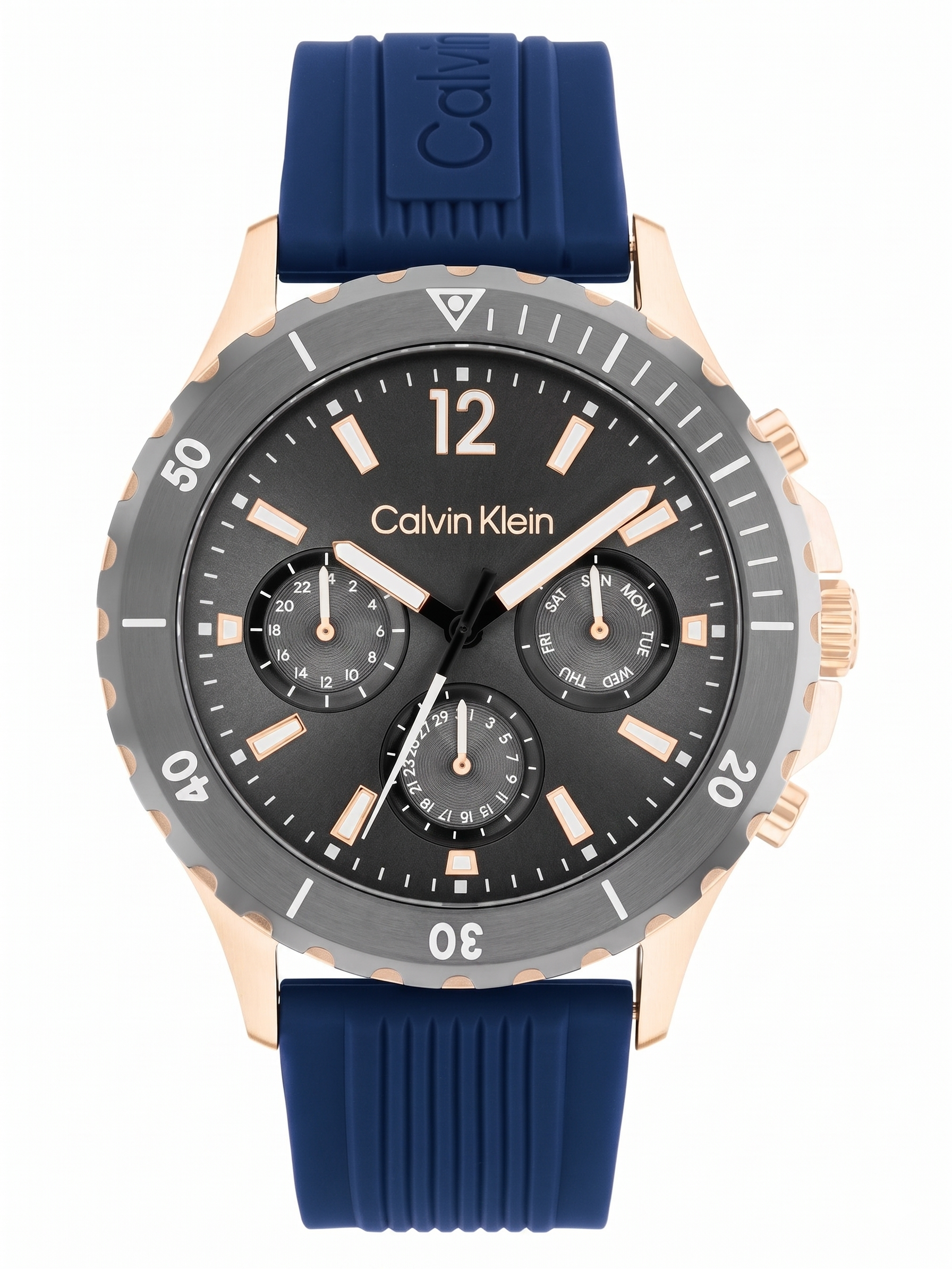 Calvin Klein 25200316 | Sport For Him Men Quartz Grey Dial Chronograph Silicone Watch