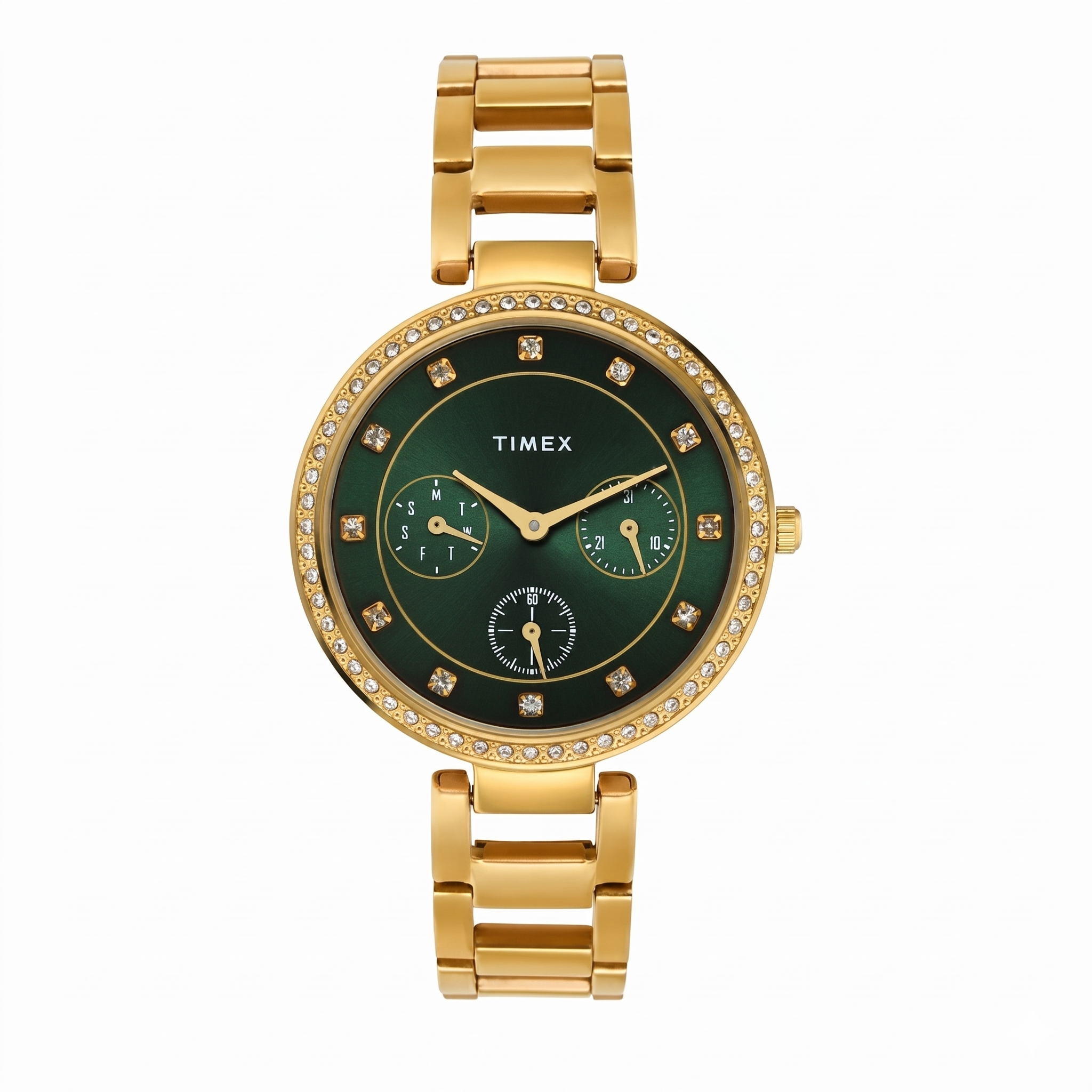 Timex TWEL18700 | Timex Cosmic Awe Women Multifunction Round Dial Green Watch