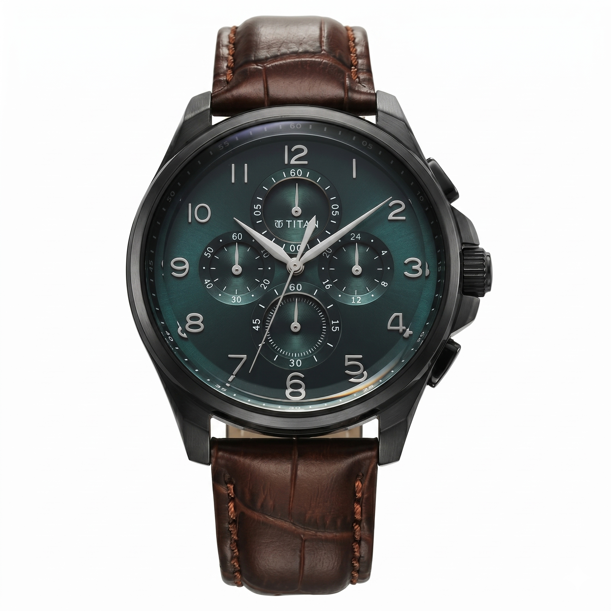 Titan 90169NL01 | Titan Classic Chrono Blue Dial Quartz Multifunction Leather Strap watch for Men