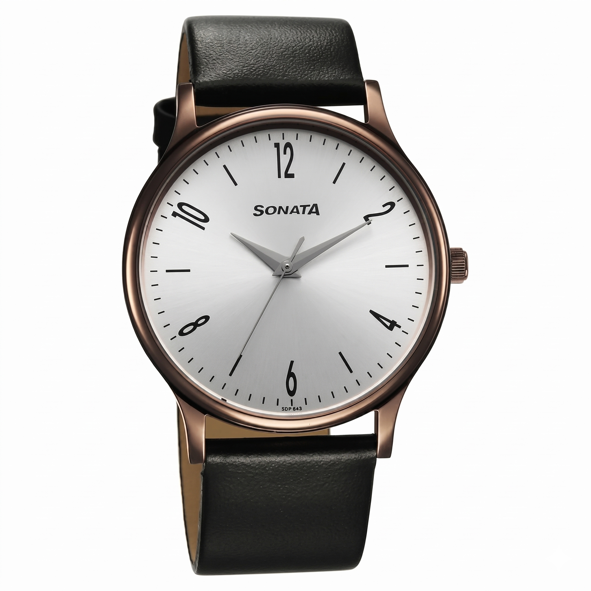 Sonata 77105QL03 | Sonata Aspire Quartz Analog Silver Dial Leather Strap Watch for Men