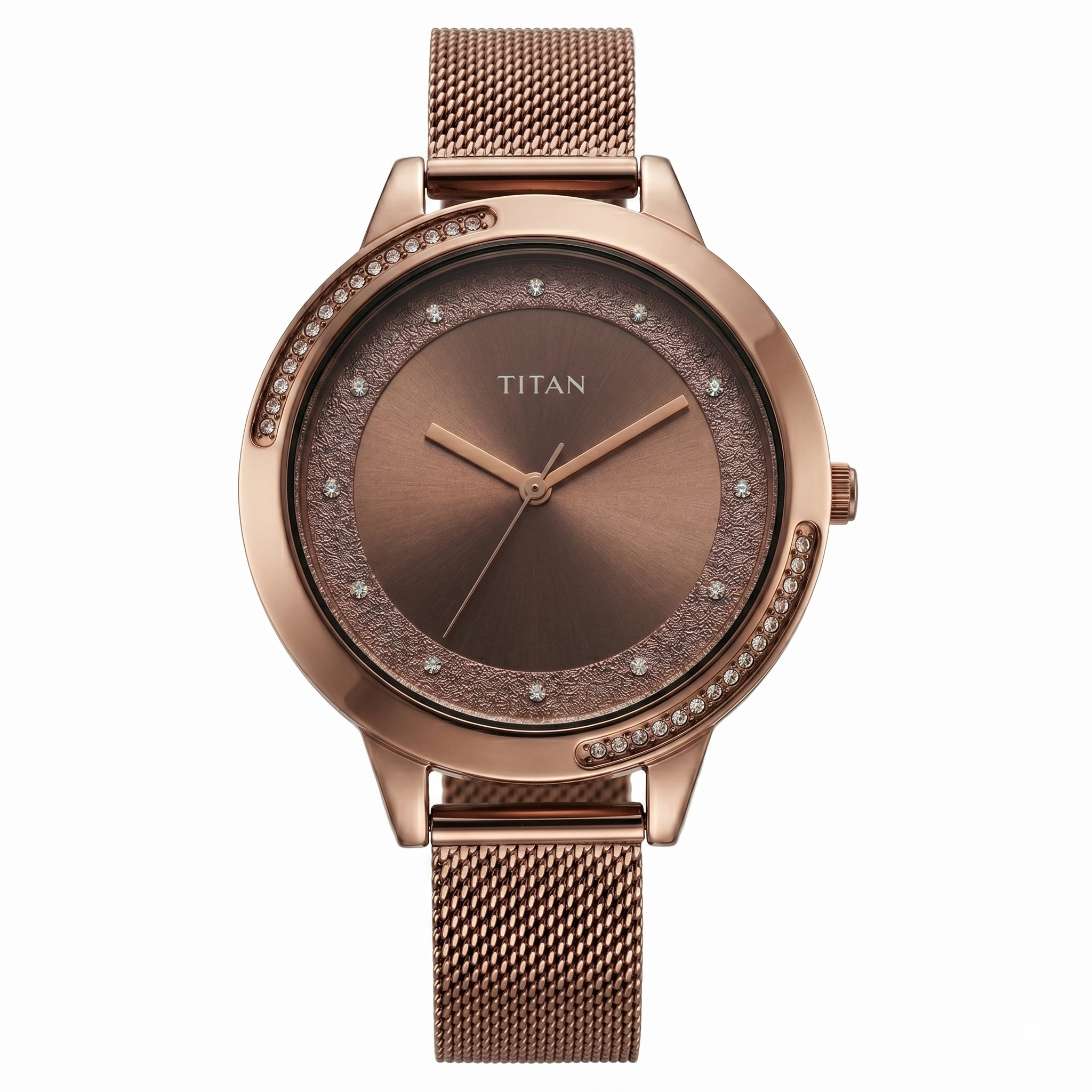 Titan 2764QM01 | Titan Razzle Dazzle Quartz Analog Brown Dial Stainless Steel Mesh Strap Watch For Women