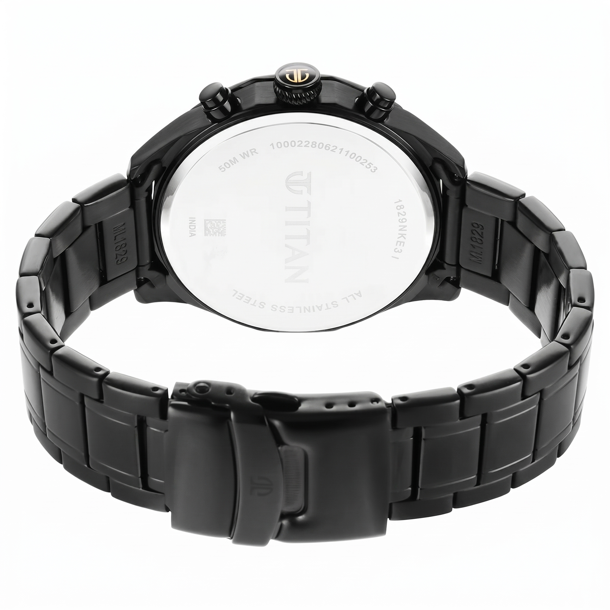 Titan 1829NM02 | Titan Regalia Opulent Multifunction Black Dial Black Stainless Steel Strap Watch For Men