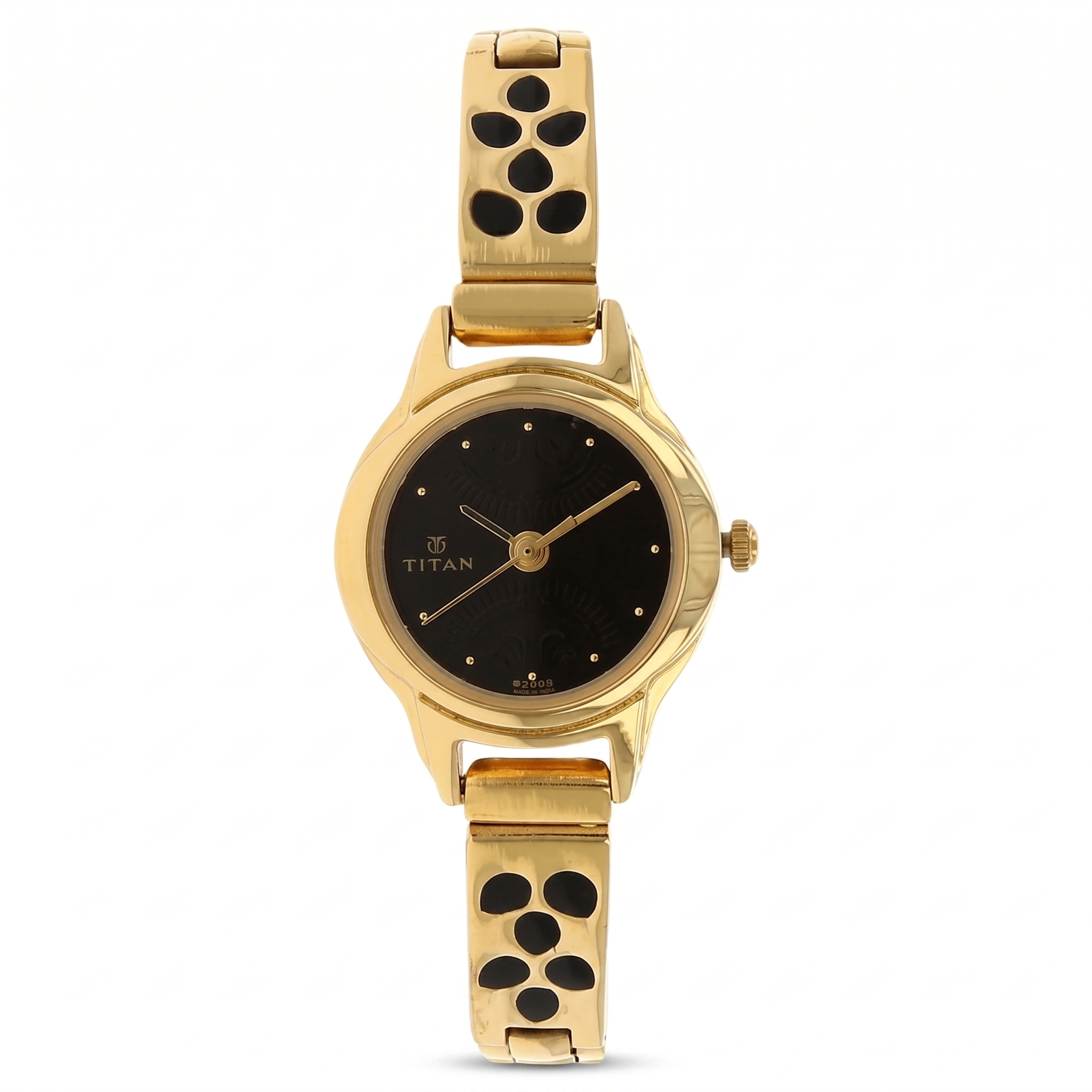 Titan 2401YM05 | Titan Quartz Analog Black Dial Stainless Steel Strap Watch for Women