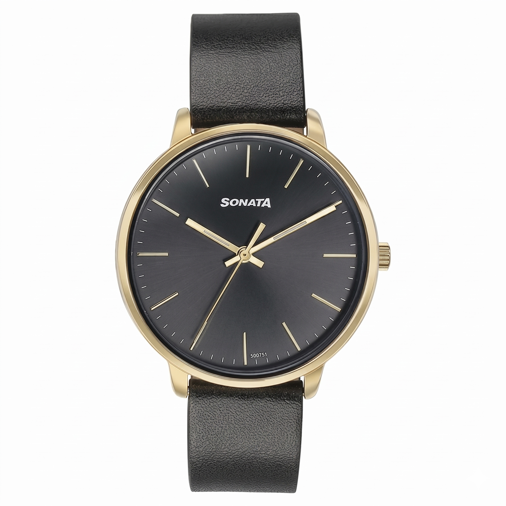Sonata 87069YL01 | Sonata Quartz Analog Black Dial Black Leather Strap Watch For Women