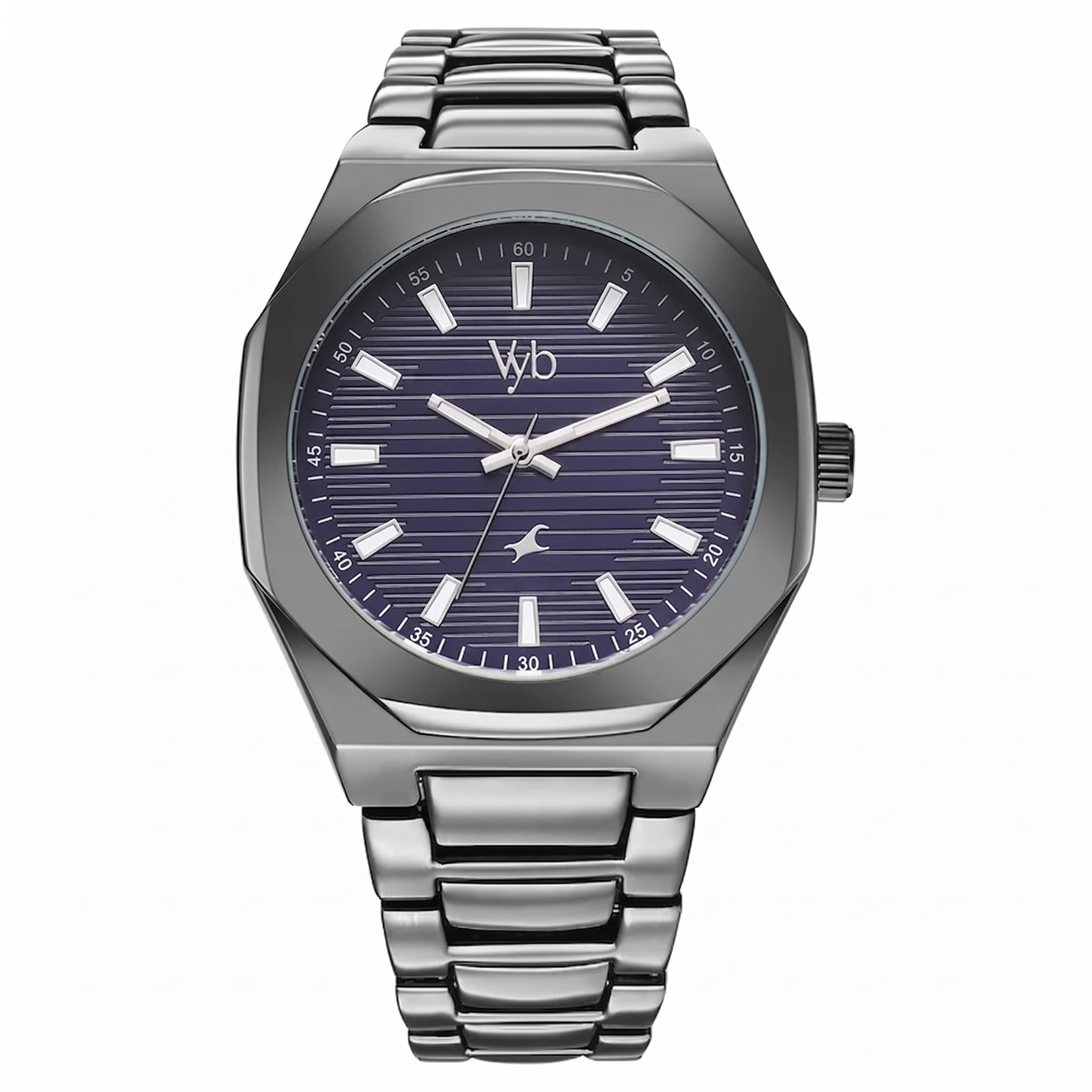 Fastrack FV30012QM01 | Fastrack Vyb Limitless Quartz Analog Blue Dial Grey Color Metal Strap Watch For Guys