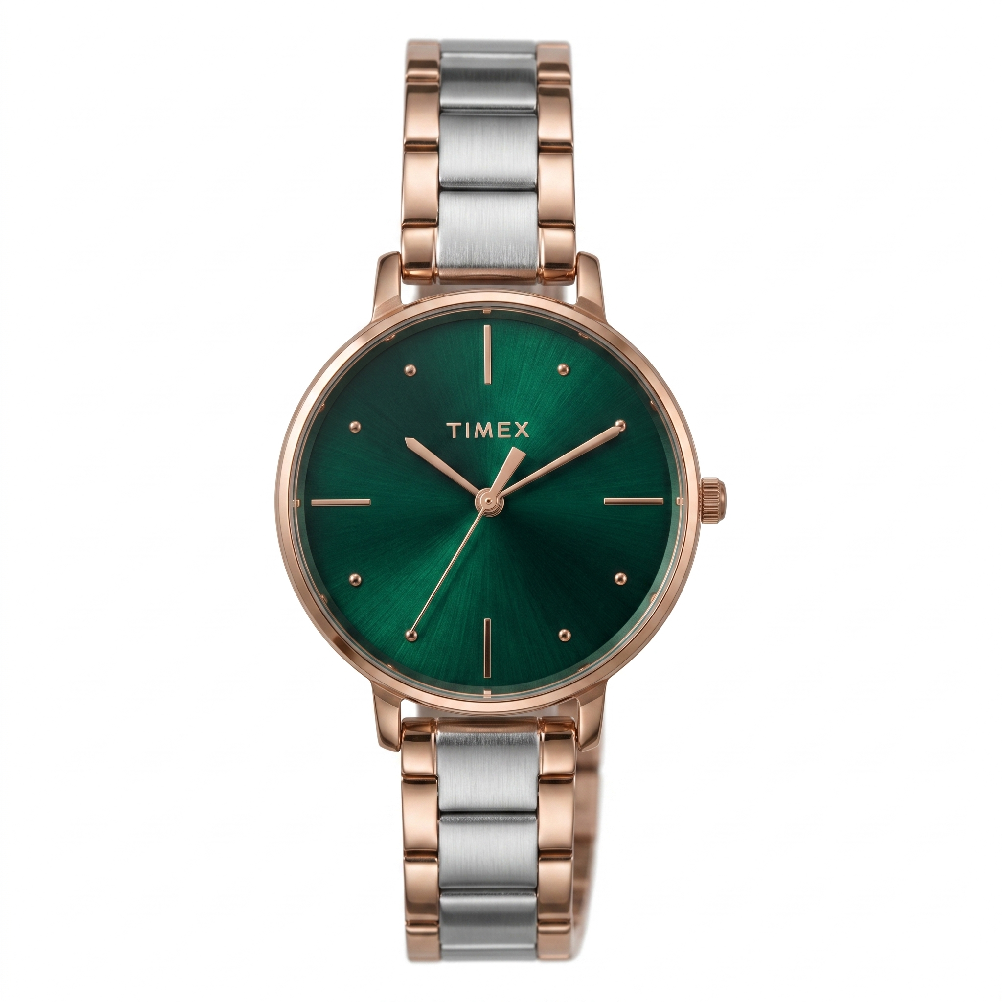 Timex TWEL15827 | Fashion Women Quartz Green Dial Analog Stainless Steel Watch