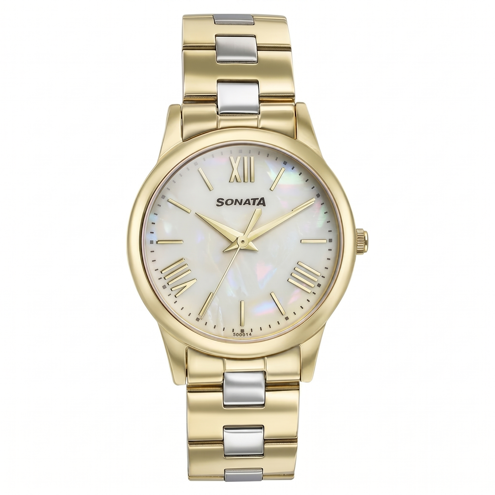 Sonata 87061BM01 | Sonata Glam Gold Quartz Analog Off White Dial Stainless Steel Strap Watch For Women