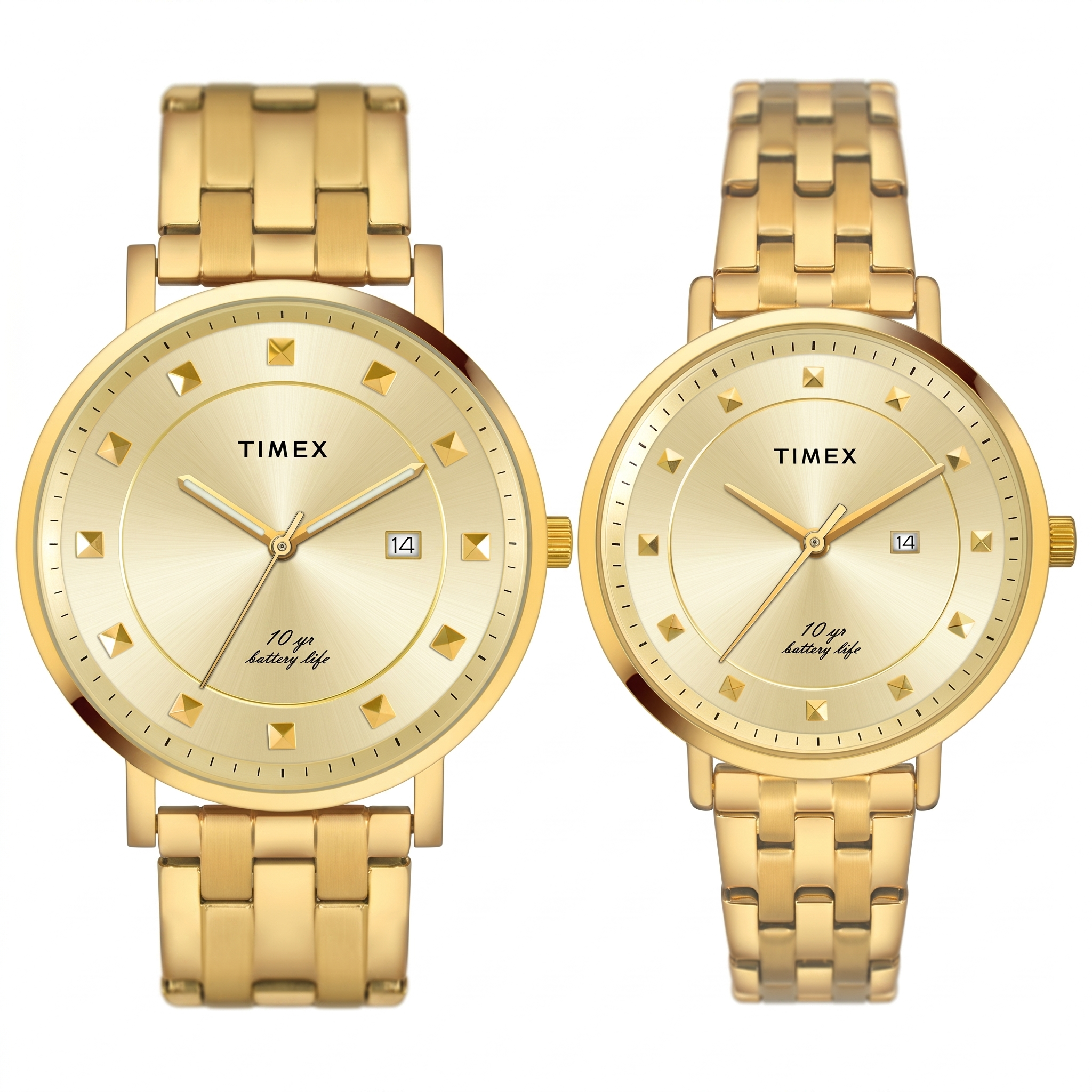 Timex TW00PR280 | Timex Empera Pairs Champagne Dial Round Case 10 Year Battery Life Date Function Watch