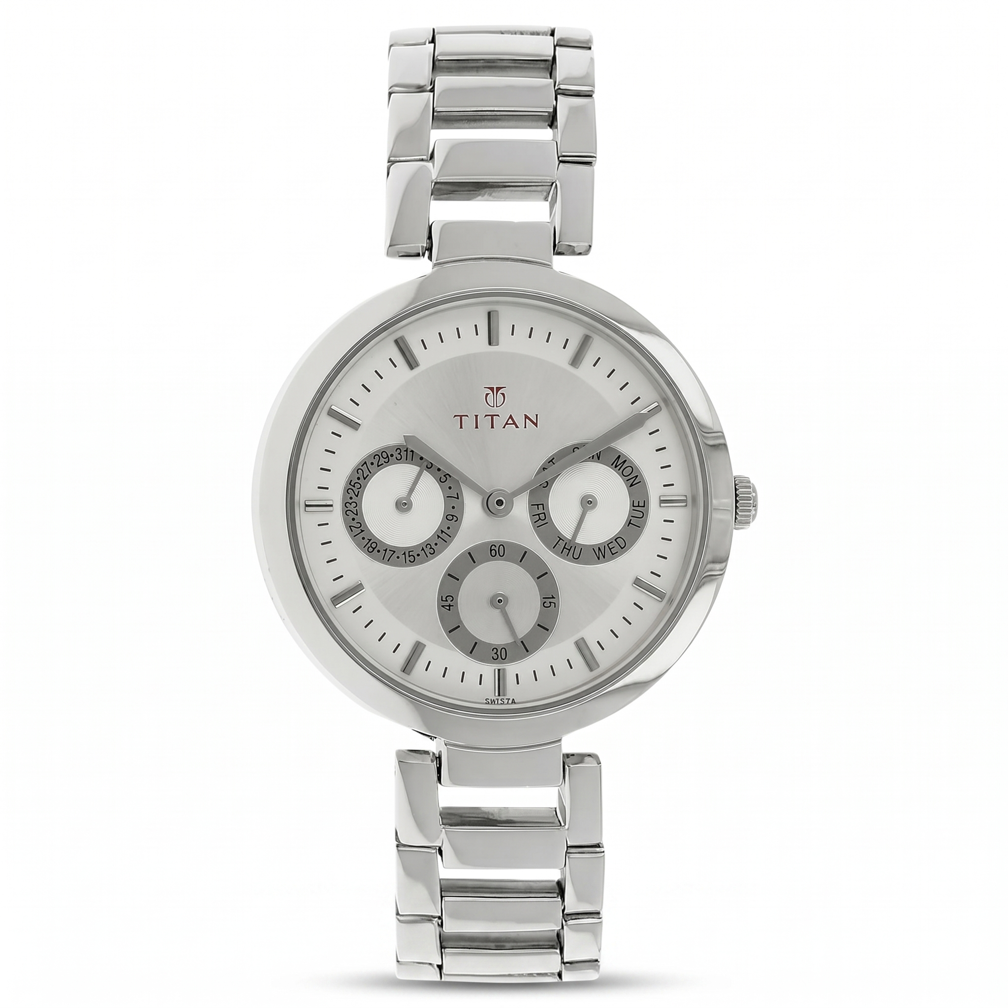 Titan 2480SM03 | Titan Quartz Analog Silver Dial Stainless Steel Strap Watch for Women