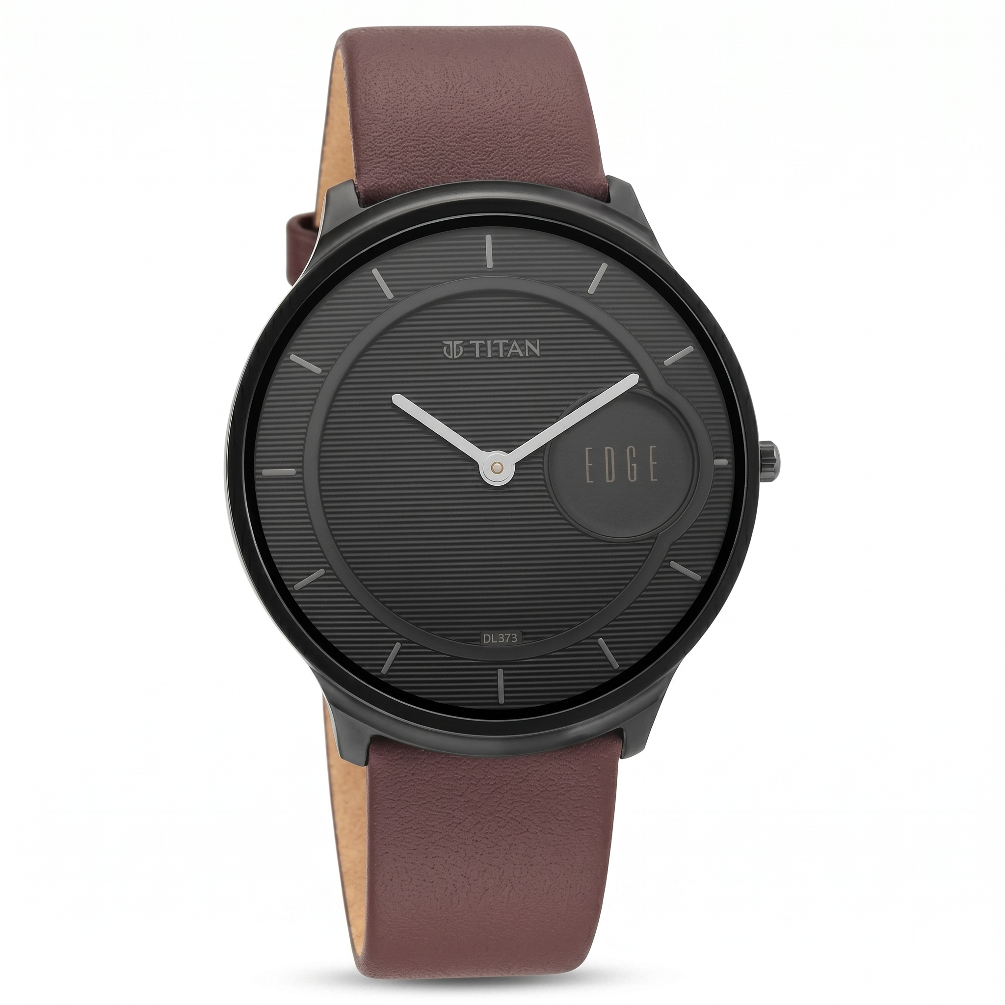 Titan 1843NL01 | Titan Edge Slim Leather Strap Black Dial Analog Watch for Men