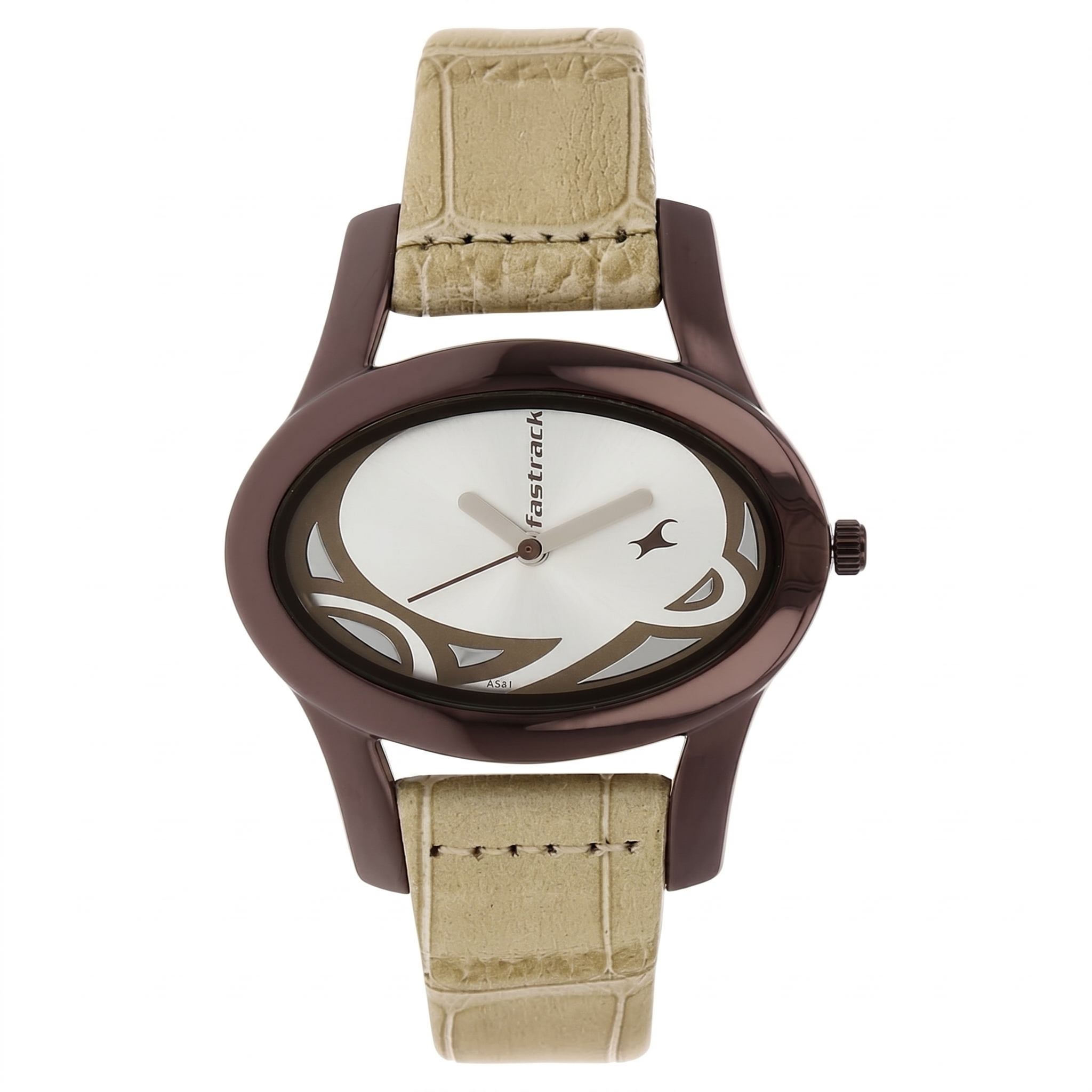 Fastrack NP9732QL01 | Fastrack Quartz Analog Silver Dial Leather Strap Watch for Girls.