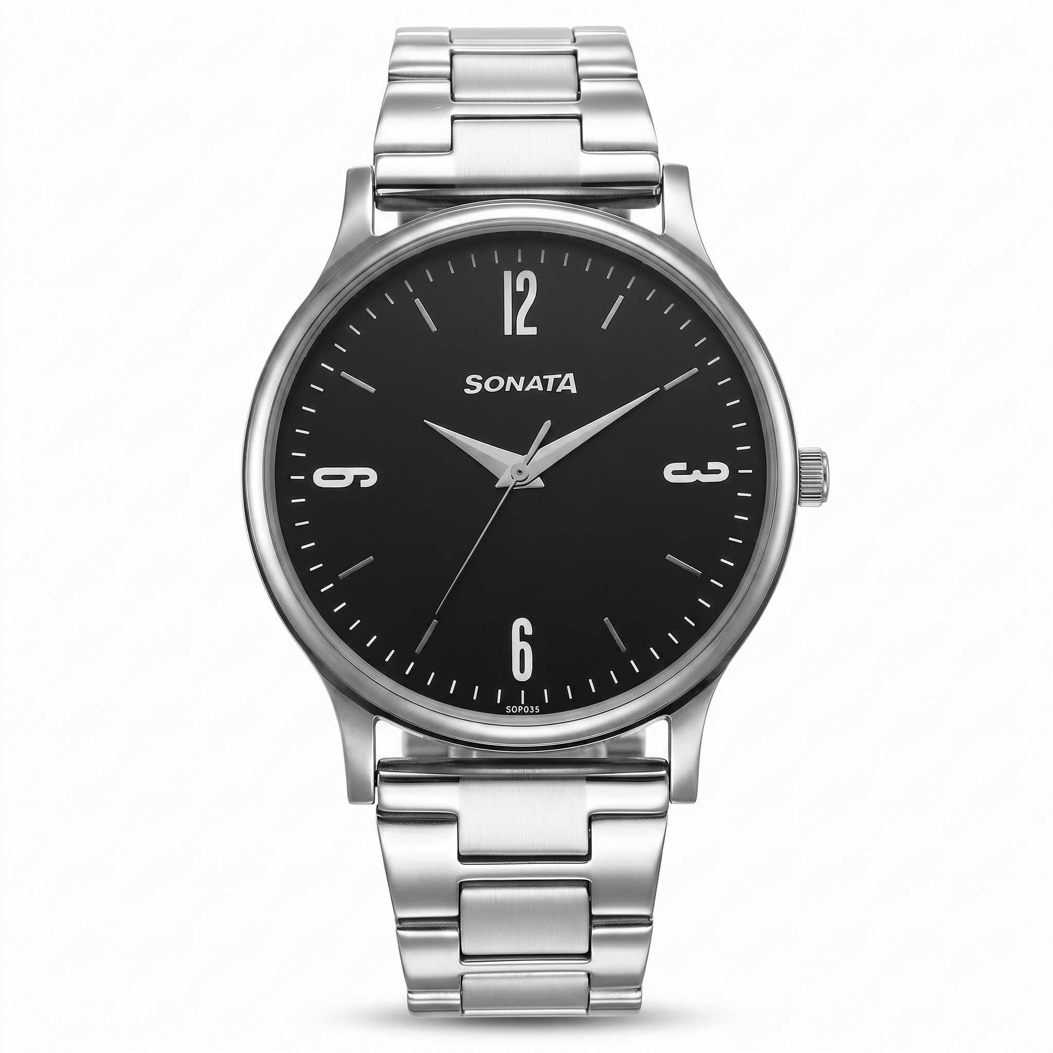 Sonata 77105SM09 | Sonata Aspire Quartz Analog Black Dial Stainless Steel Strap Watch for Men
