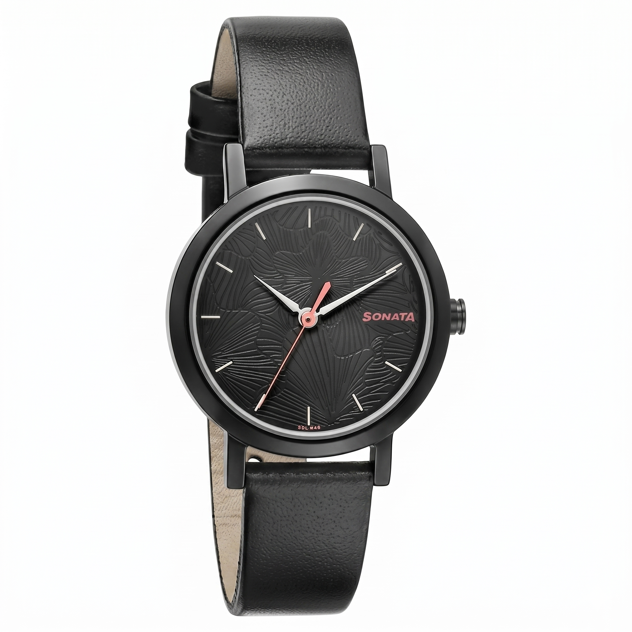 Sonata NS8174NL01 | Sonata Linnea Black Dial Women Watch With Leather Strap