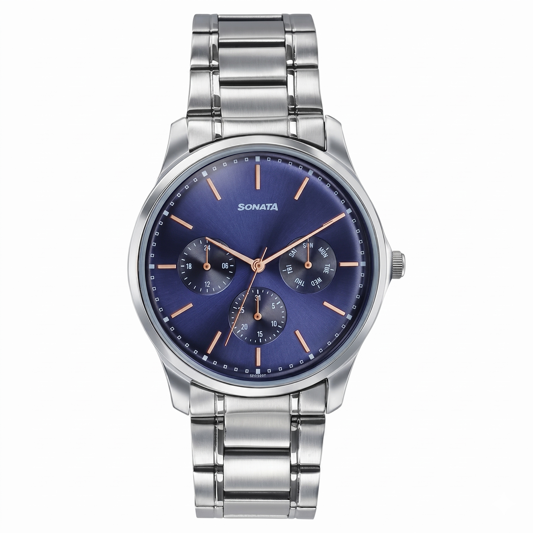Sonata 77163SM05 | Sonata Men's Work Wear Navy dial Watch - Premium Multifunction design for everyday style
