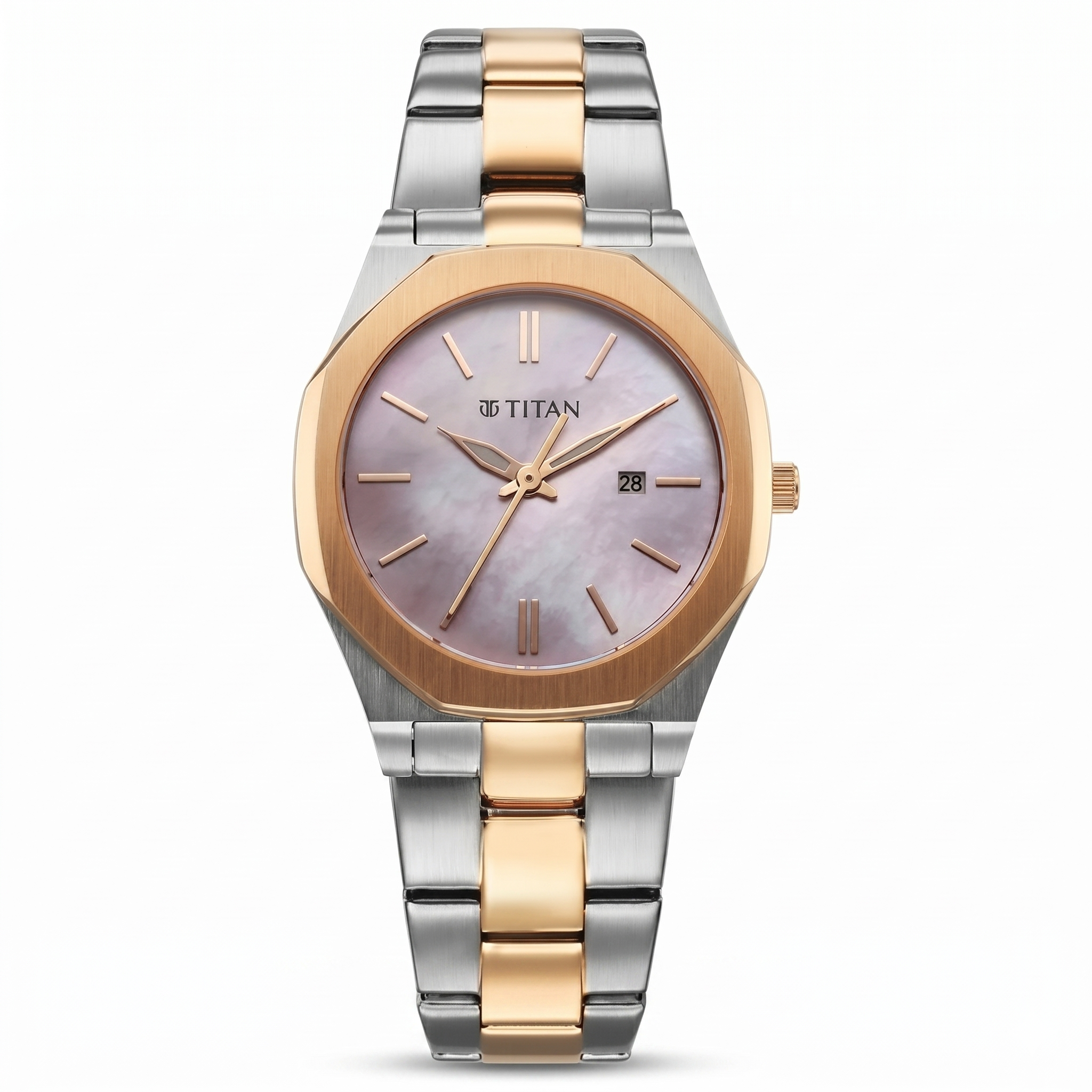 Titan 95295KM01 | Titan Workday Wonders Quartz Analog with Date Pink Mother Of Pearl Dial Stainless Steel Strap Watch For Women