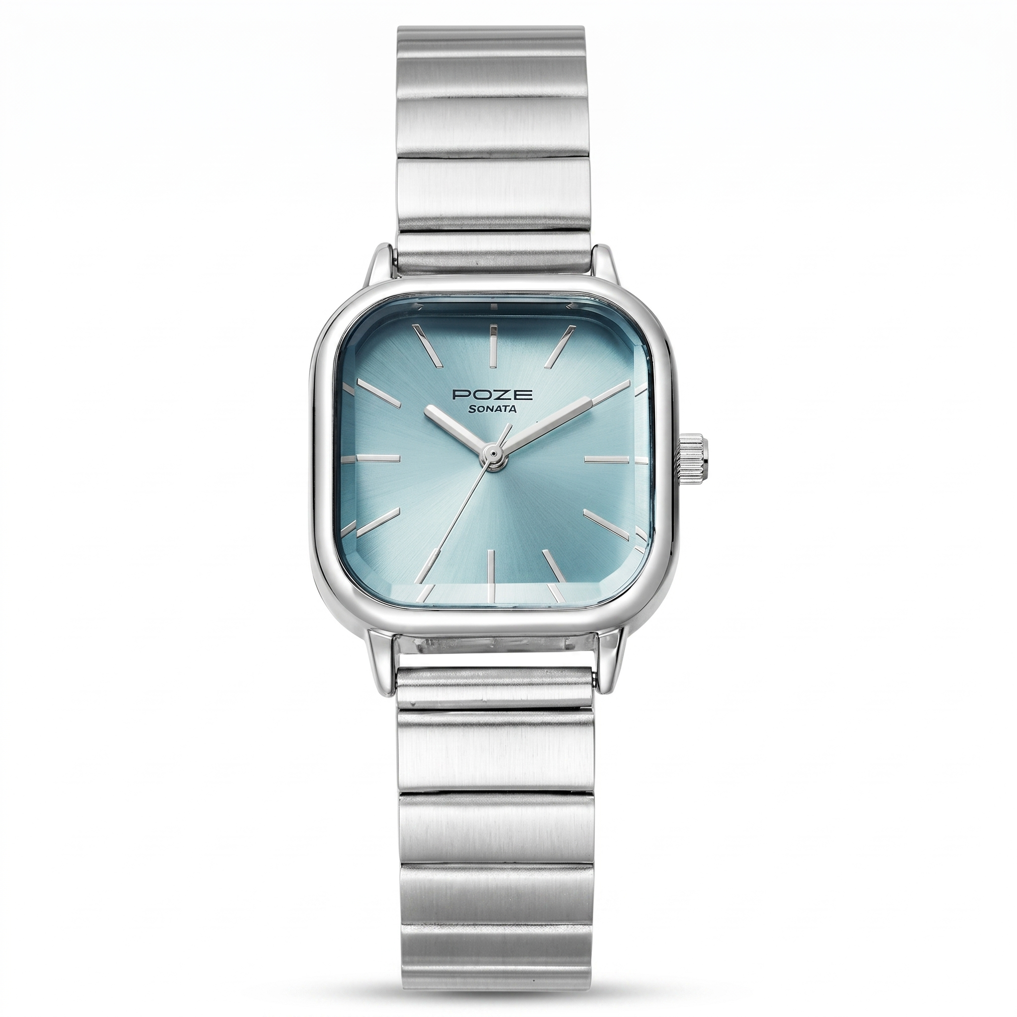 Sonata SP80025SM01 | Poze by Sonata Quartz Analog Blue Dial Stainless Steel Strap Watch for Women