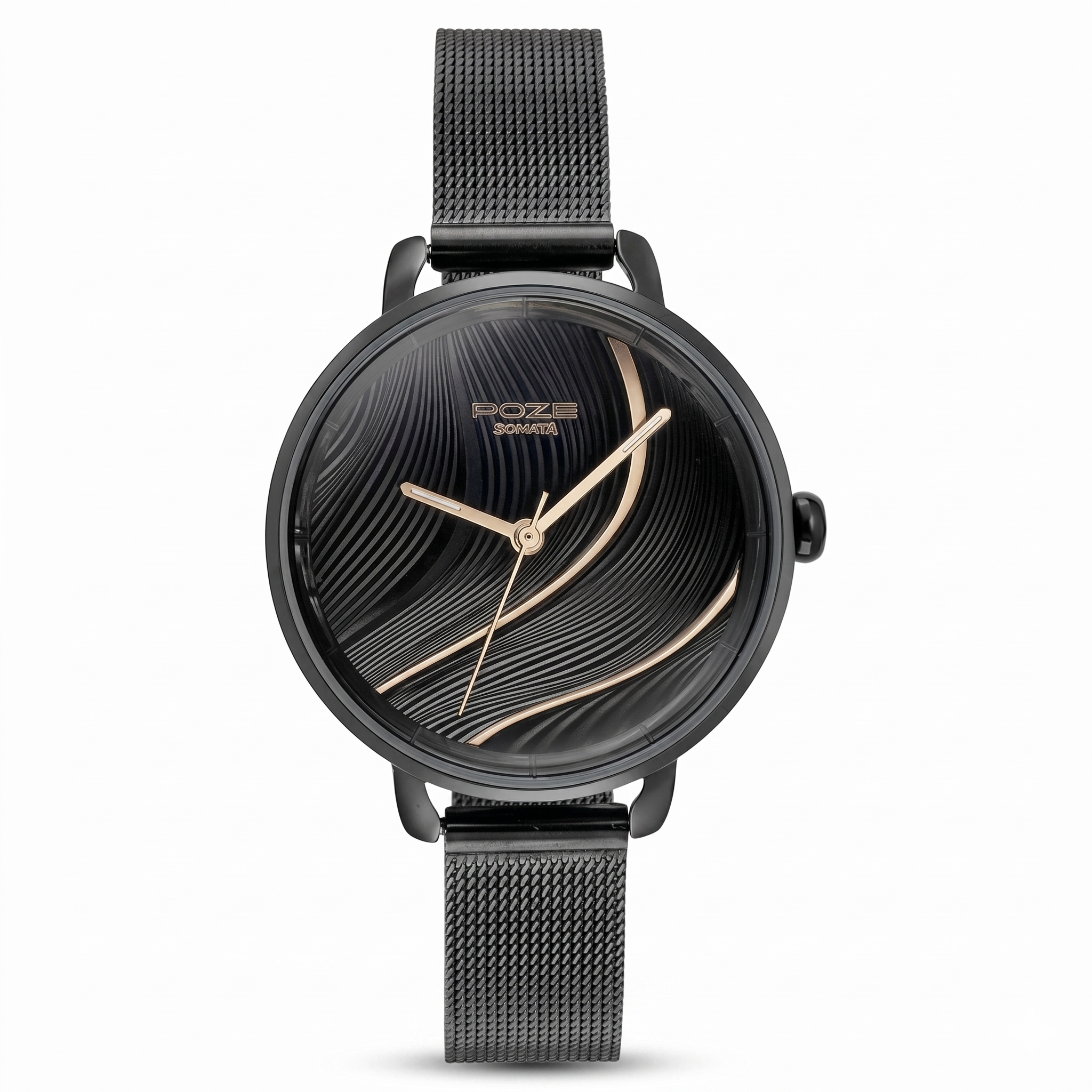Sonata SP80071NM01W | Sonata Poze Quartz Analog Black Dial Mesh Strap Watch for Women