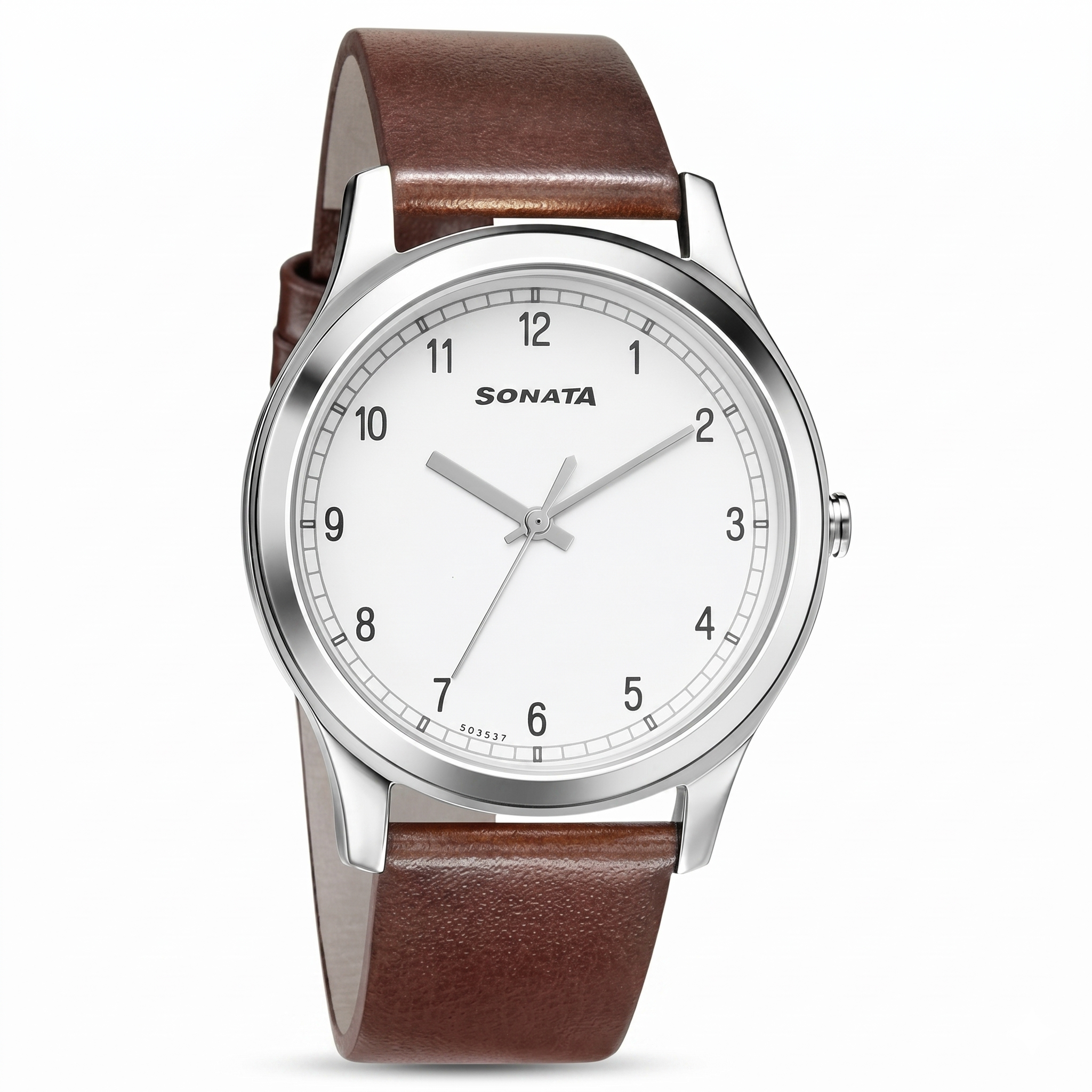 Sonata NS7135SL03 | Sonata Quartz Analog White Dial Leather Strap Watch for Men