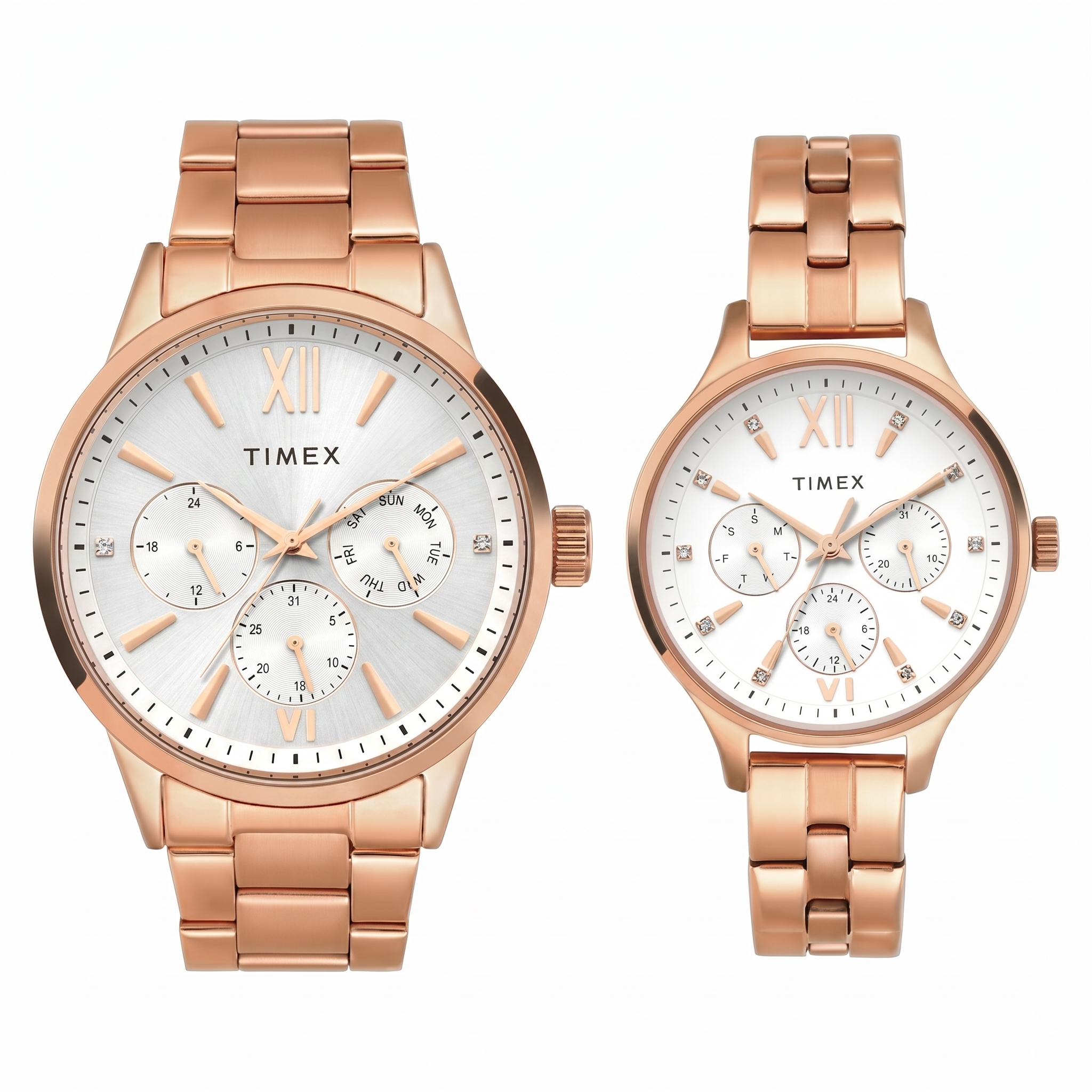 Timax TW00PR304 | Timex Pairs Silver Round Multifunction Dial Watch