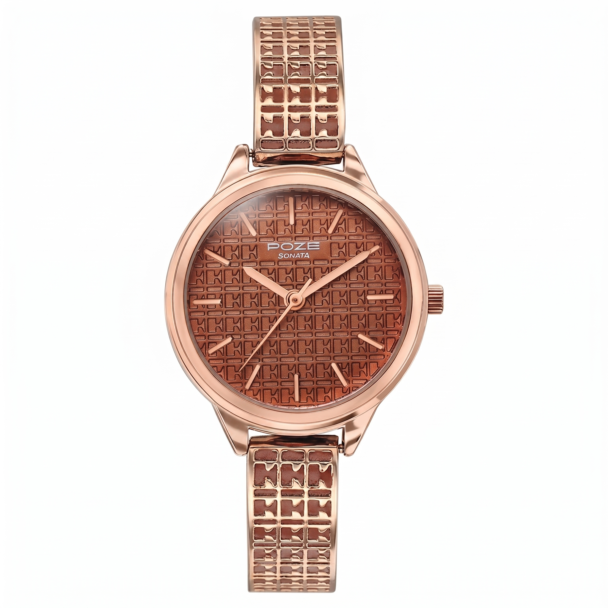 Sonata SP80085WM02 | Poze By Sonata Quartz Analog Brown Dial Two Toned Metal Strap Watch For Women